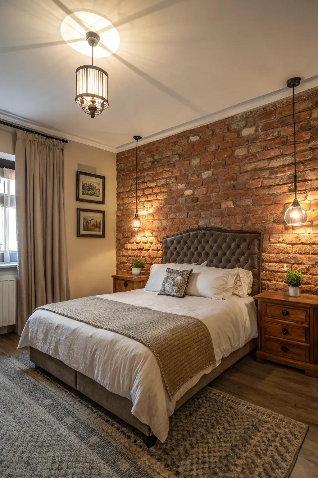 Brick walls impart industrial charm.