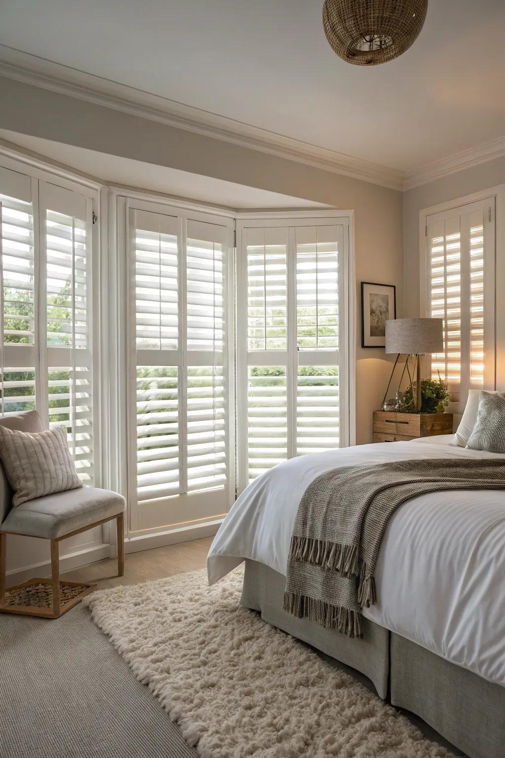 Indoor shutters offer timeless beauty and excellent light control.