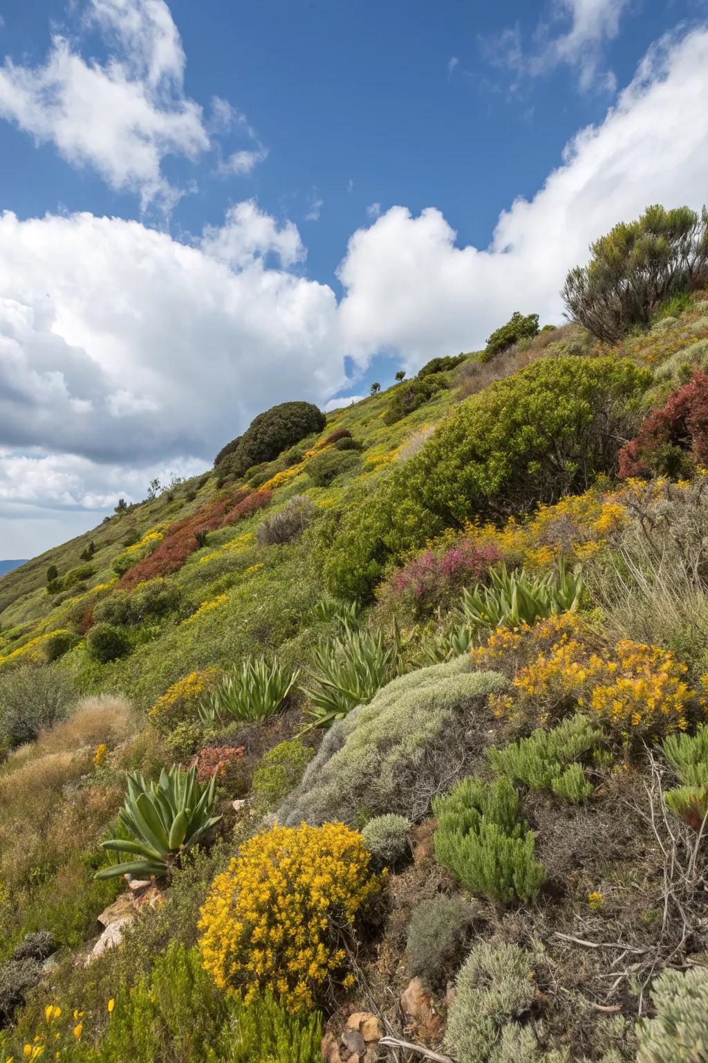 Indigenous plants offer a low-upkeep solution for slopes.