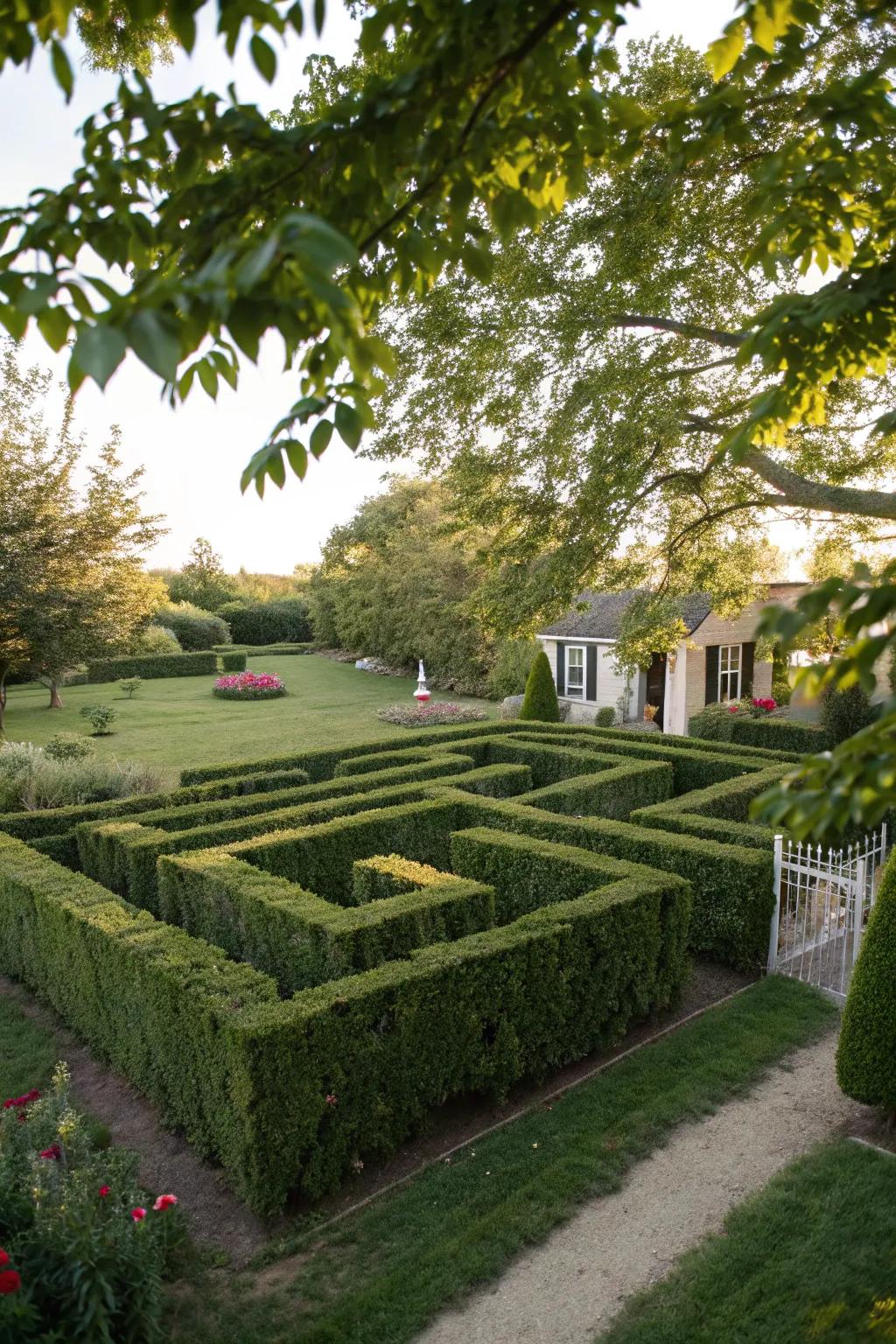 A hedge maze adds a mysterious and engaging element to your backyard.