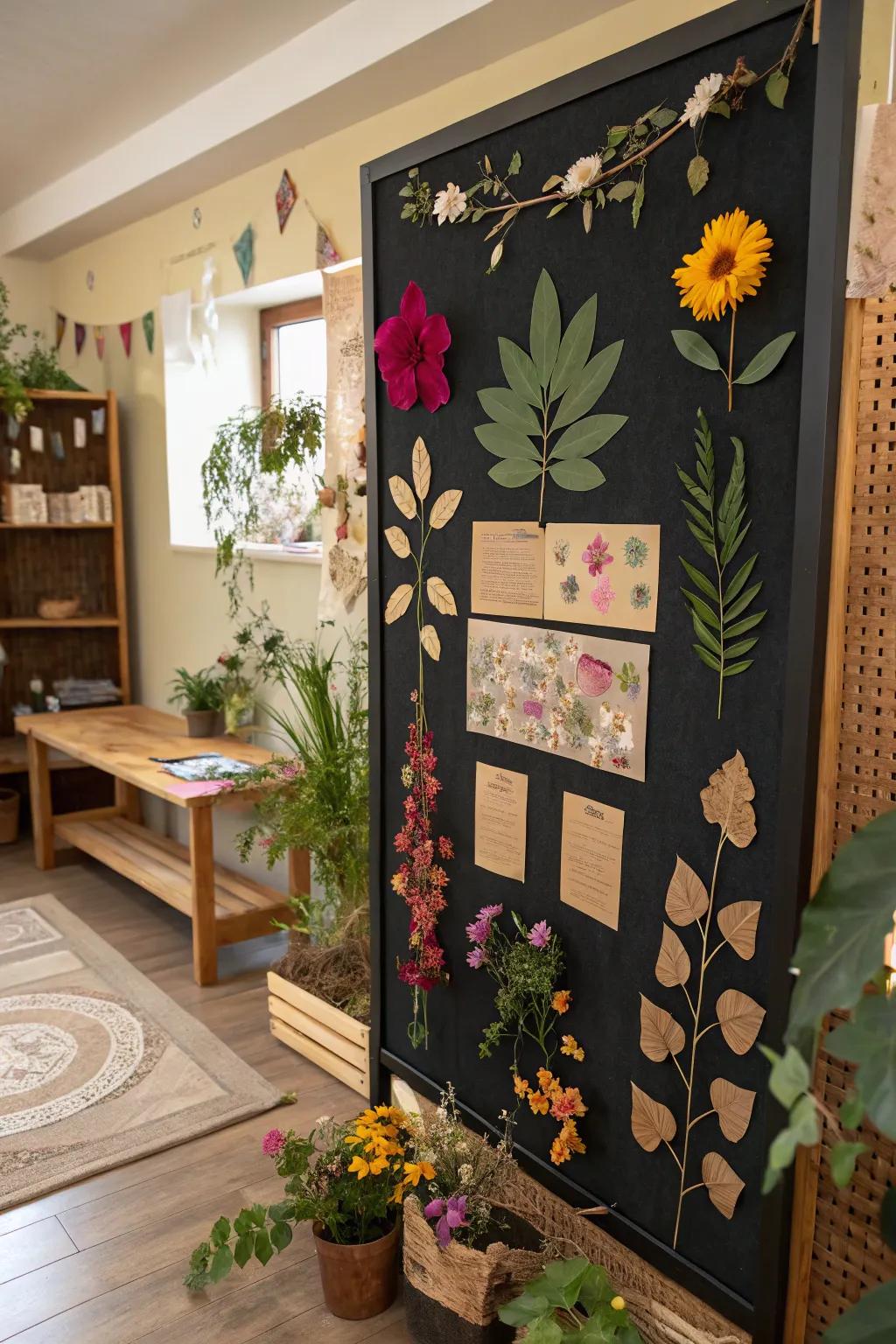 Introduce an element of nature inside your home by using a pinboard that honors the outdoors.