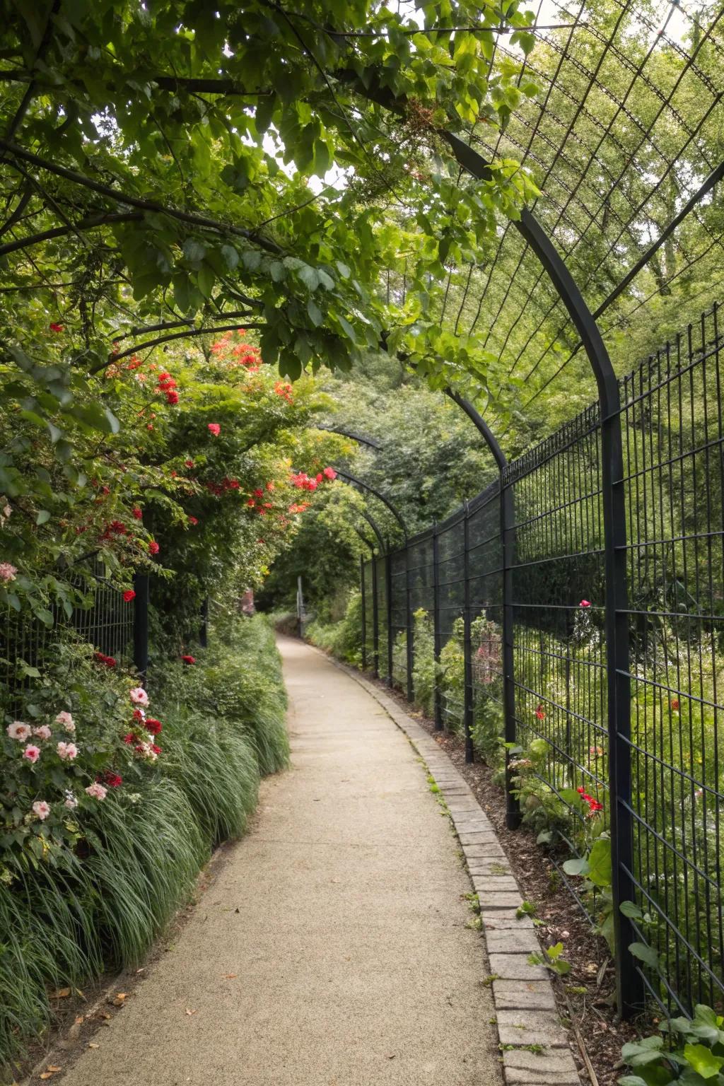Lead the way with a dark metallic mesh barrier lining your garden paths.