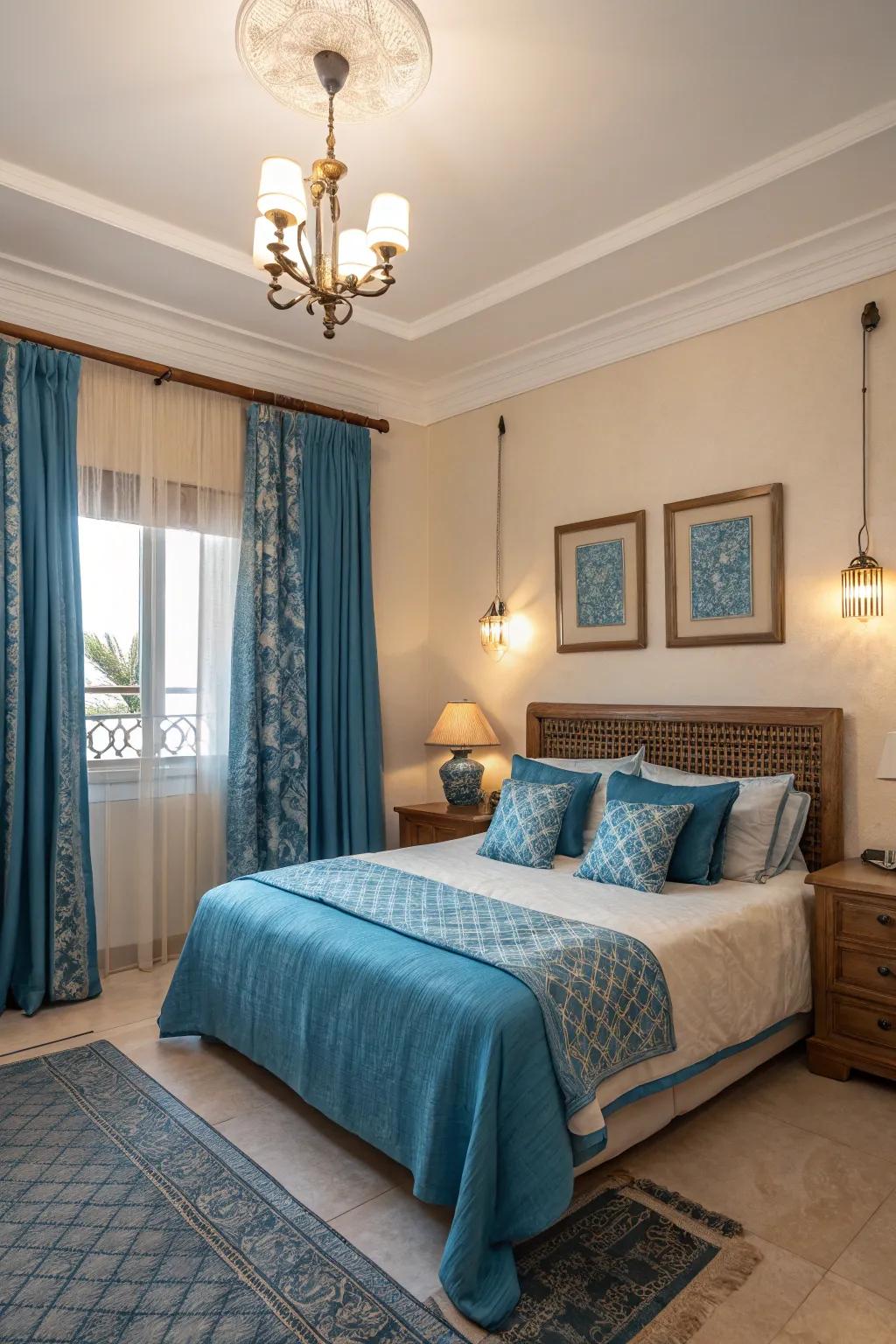 Blue as a highlight color adds a splash of color to the room.