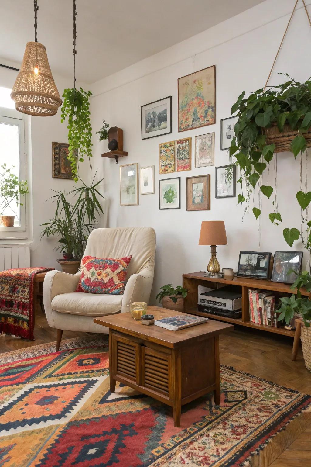 Vintage and modern pieces blend to craft a unique boho look.