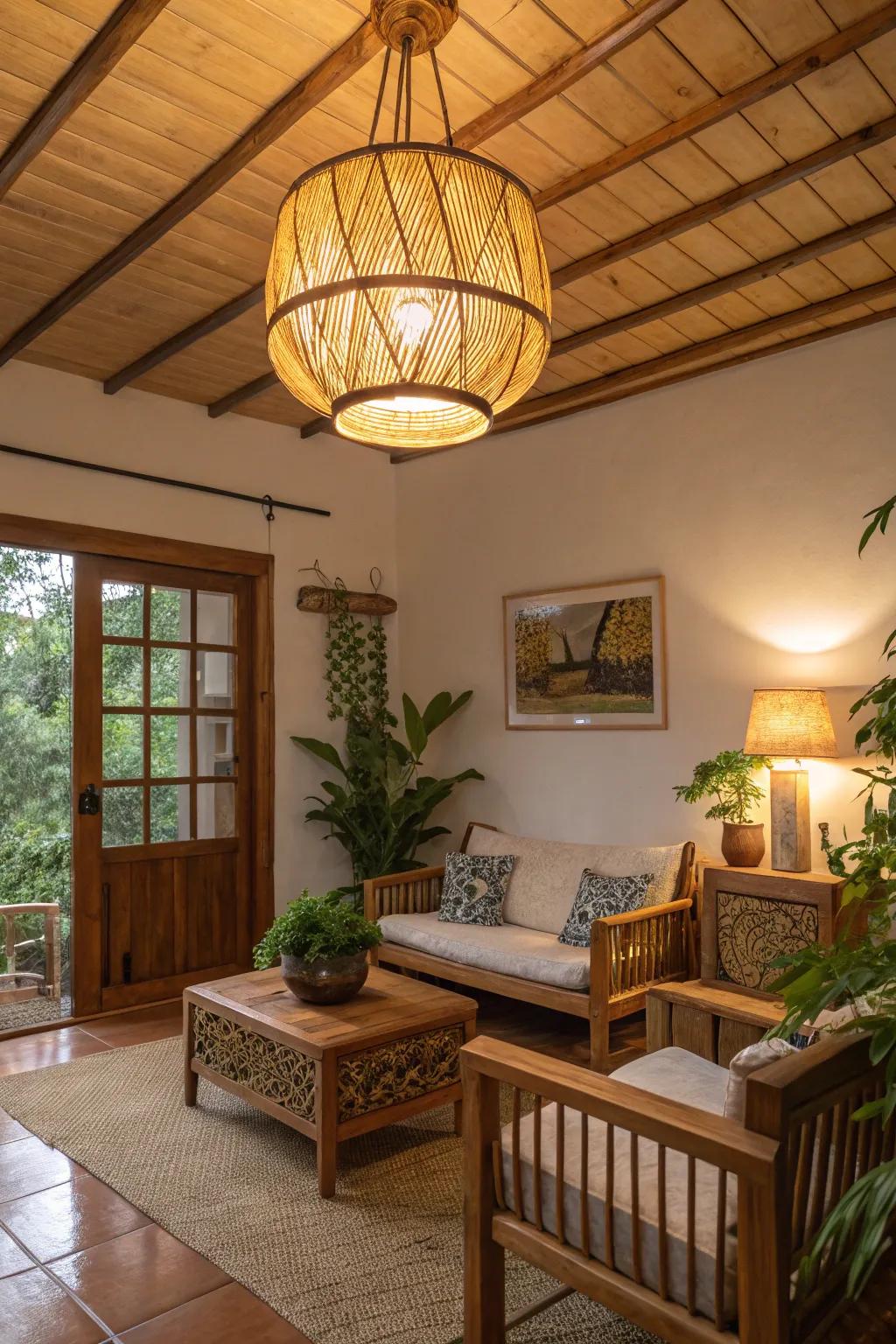 Raw elements in illumination create a warm atmosphere.