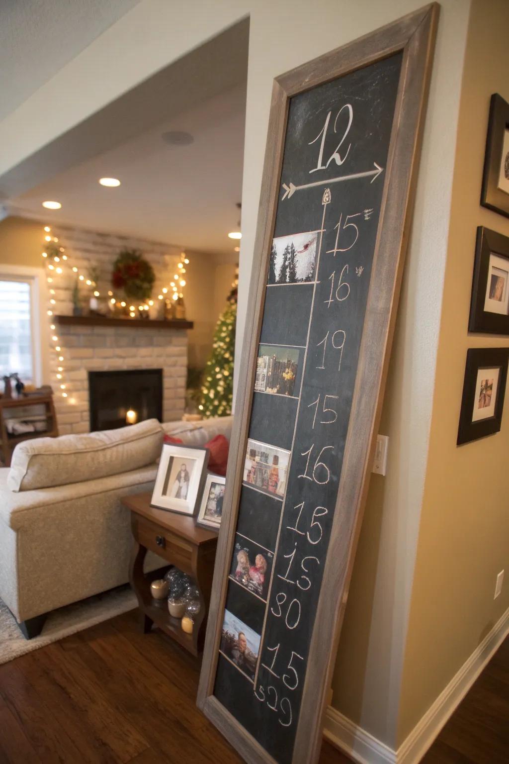 A chronology chalkboard tells the couple’s love story in a creative way.
