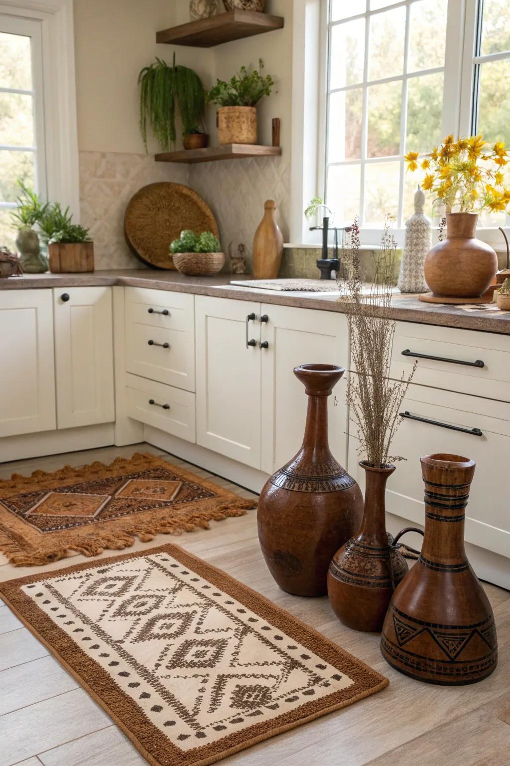 Sienna accoutrements proffer a subtle yet unified blueprint element.