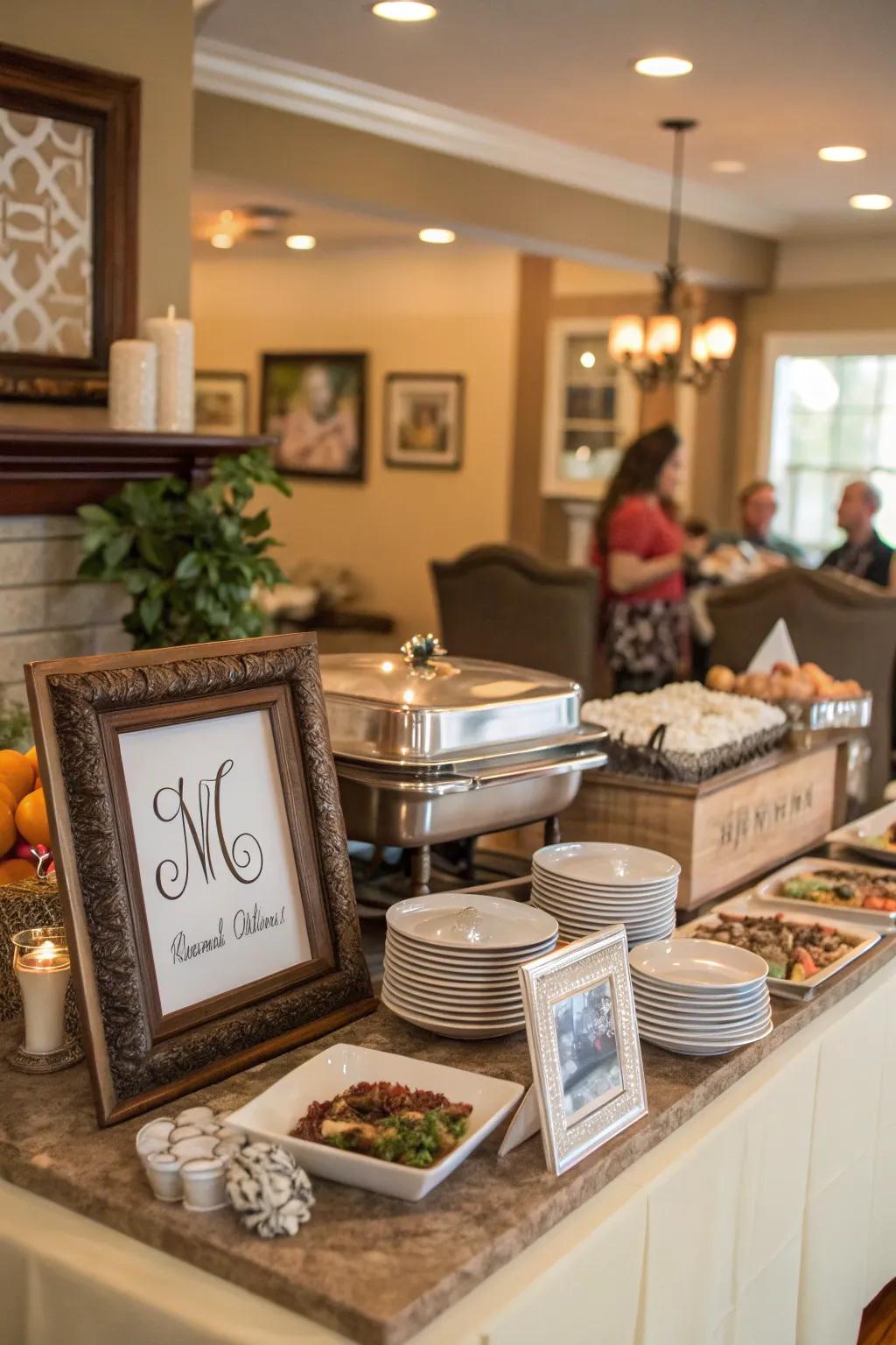 Personal signatures make your buffet table unique and memorable.