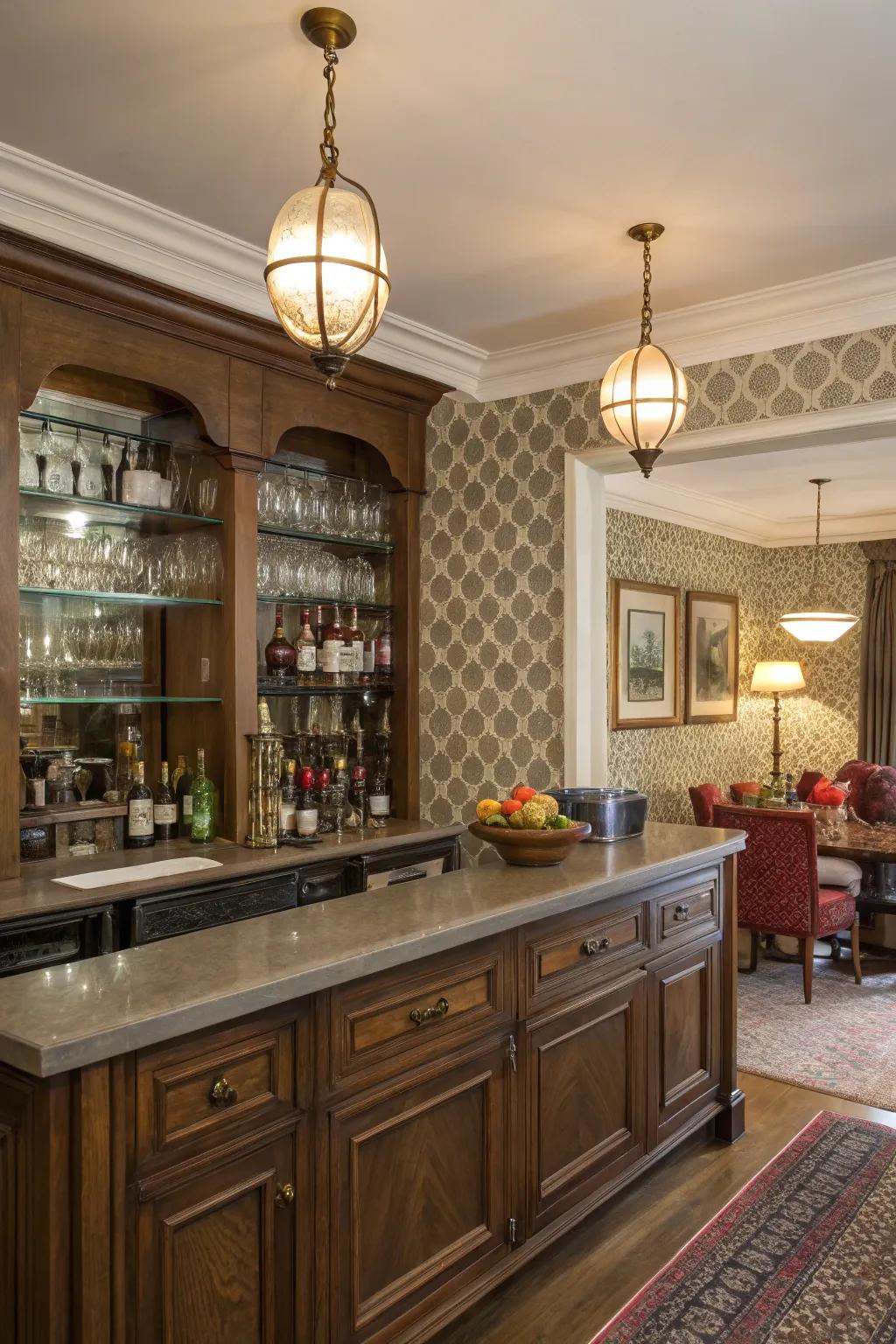 A classic-inspired bar evokes an enduring beauty and nostalgia.
