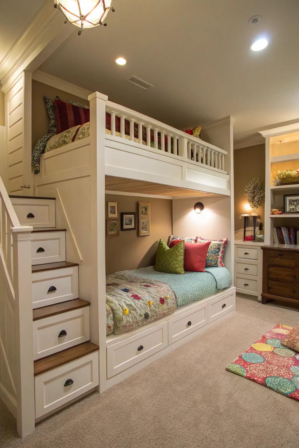 A multi-functional loft zone adds versatility to your bedroom.