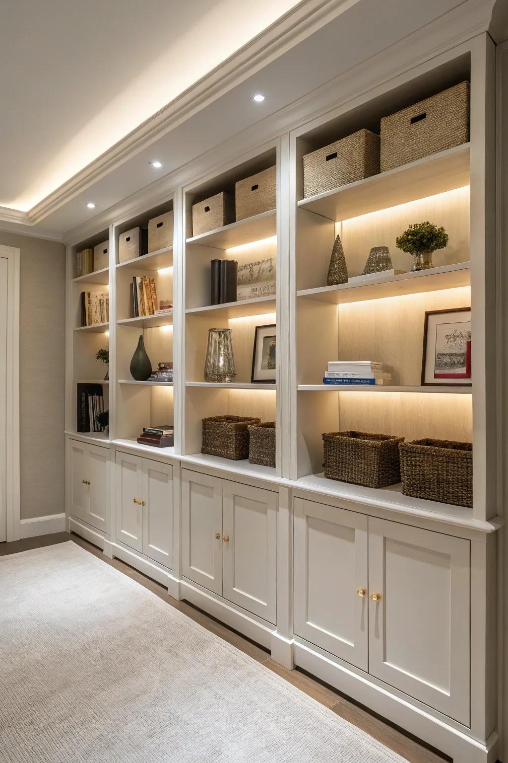 Switching display with enclosed sections gives harmony and flexibility.