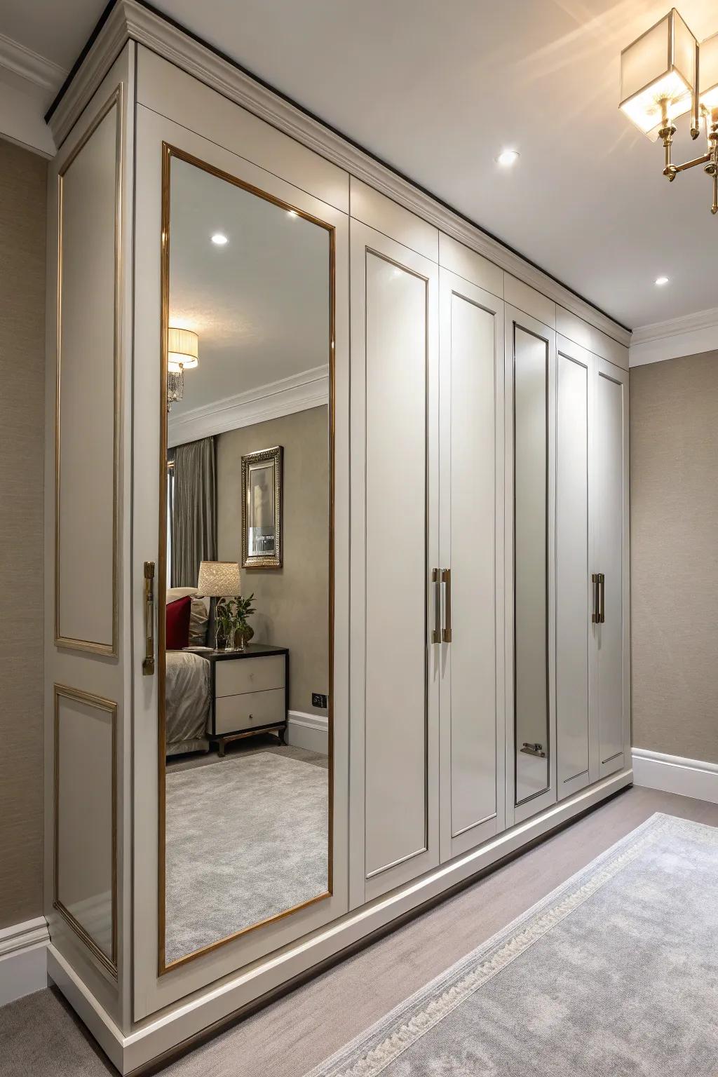 Symmetrical wardrobes impart both harmonious balance and systematic arrangement to any given space.