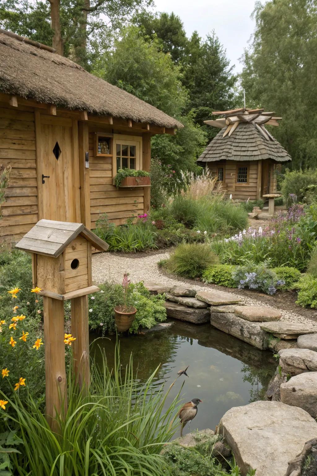 A wildlife-welcoming habitat invites avian life and advantageous insects.