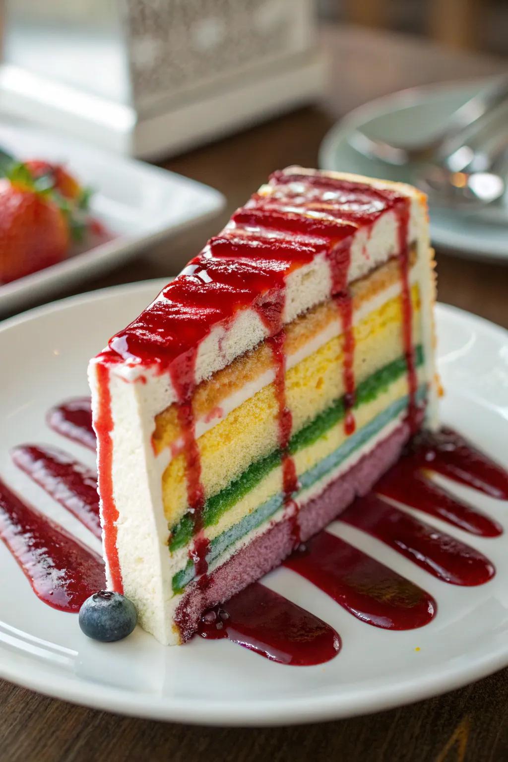 Coating layers craft a colorful and artistic base for your cake.