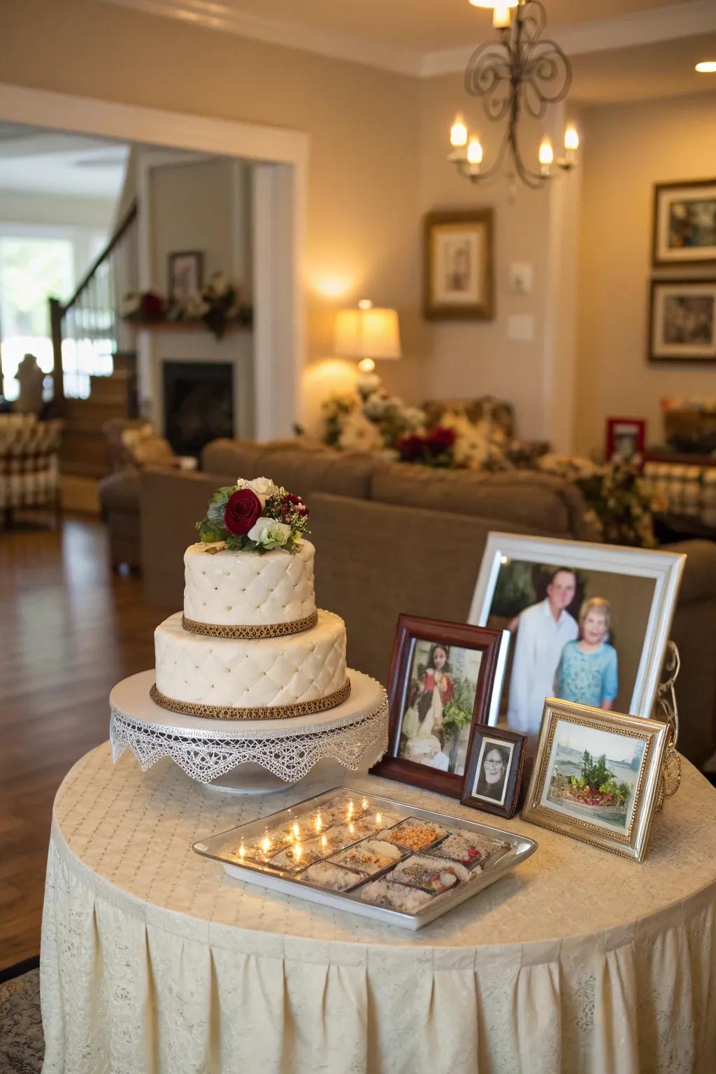 A dessert showcase with personal portraits, injecting a sentimental and heartfelt accent.