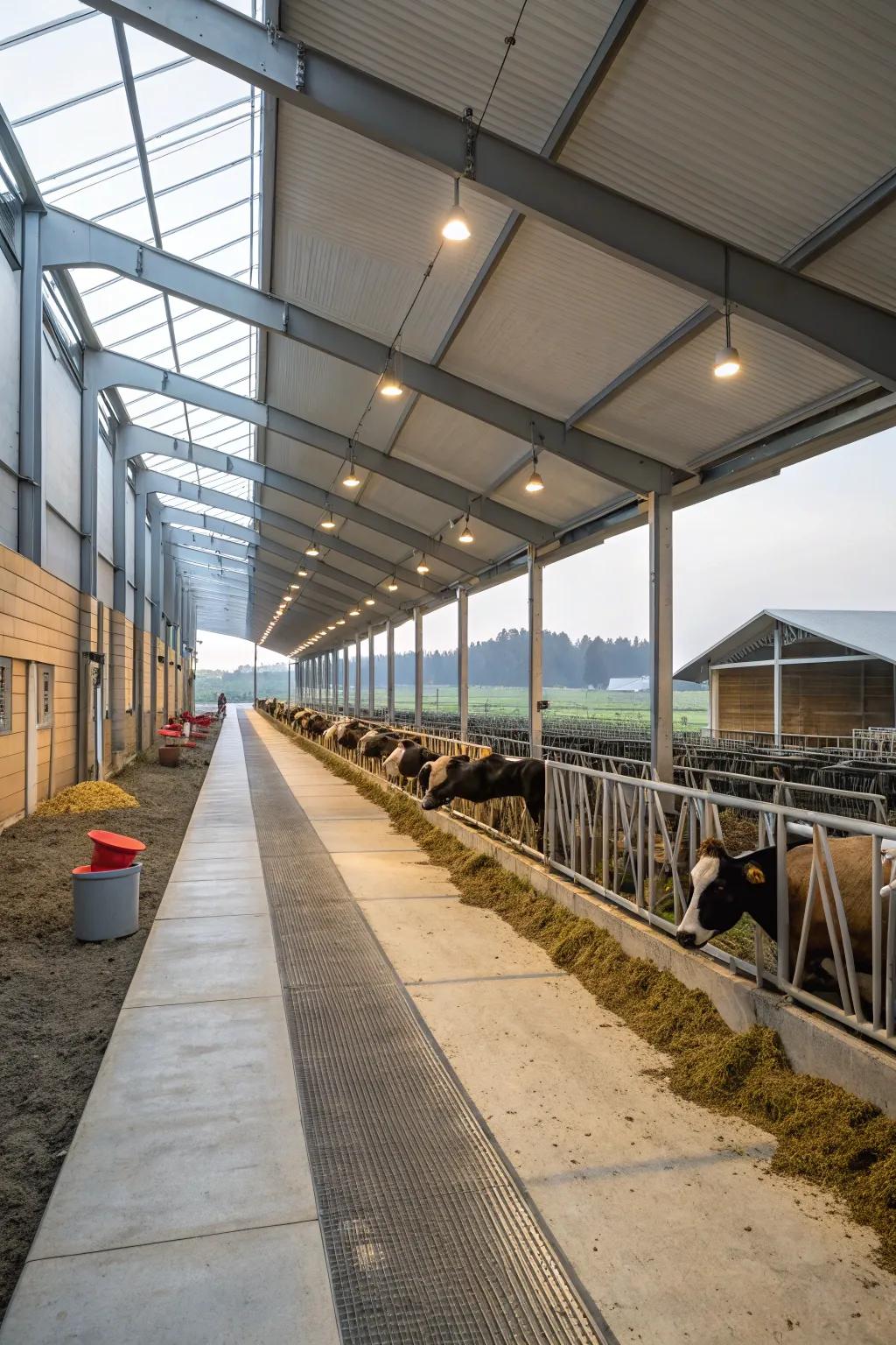 A highly efficient workflow layout for simple barn supervision.
