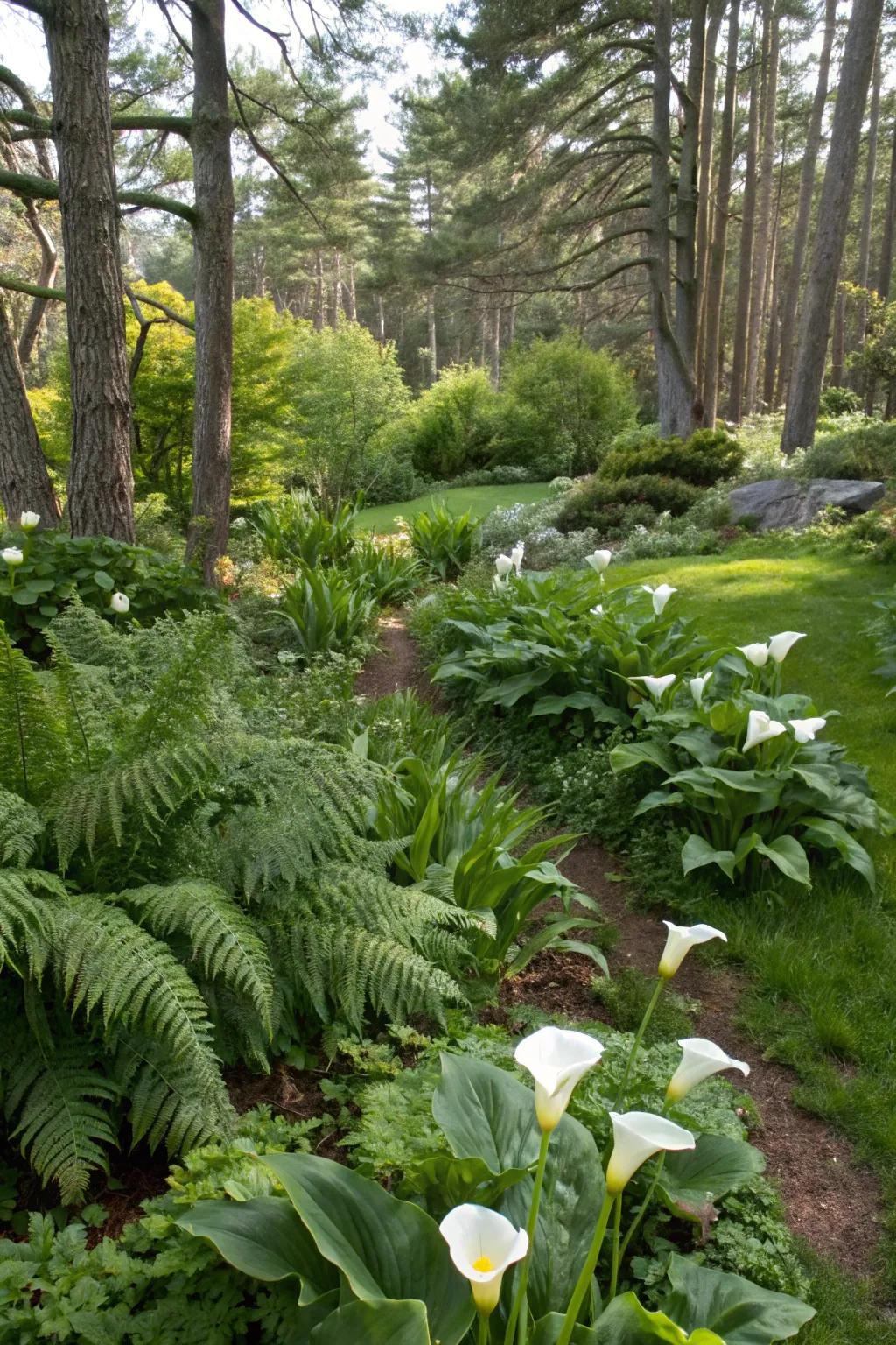 Radiant snowdrops adding charm to a woodland garden setting.