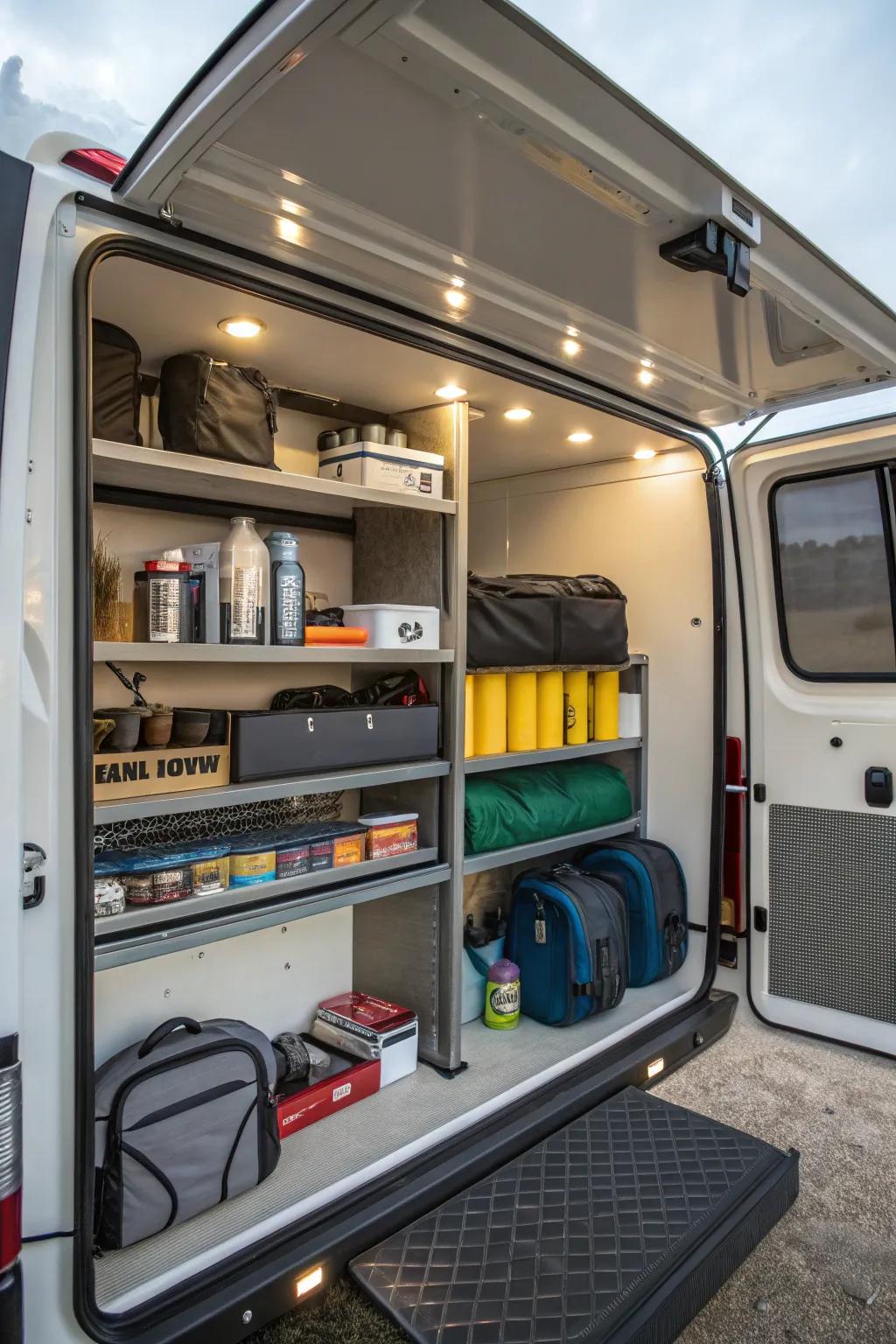 Customized shelving tailored to your camper shell's dimensions.