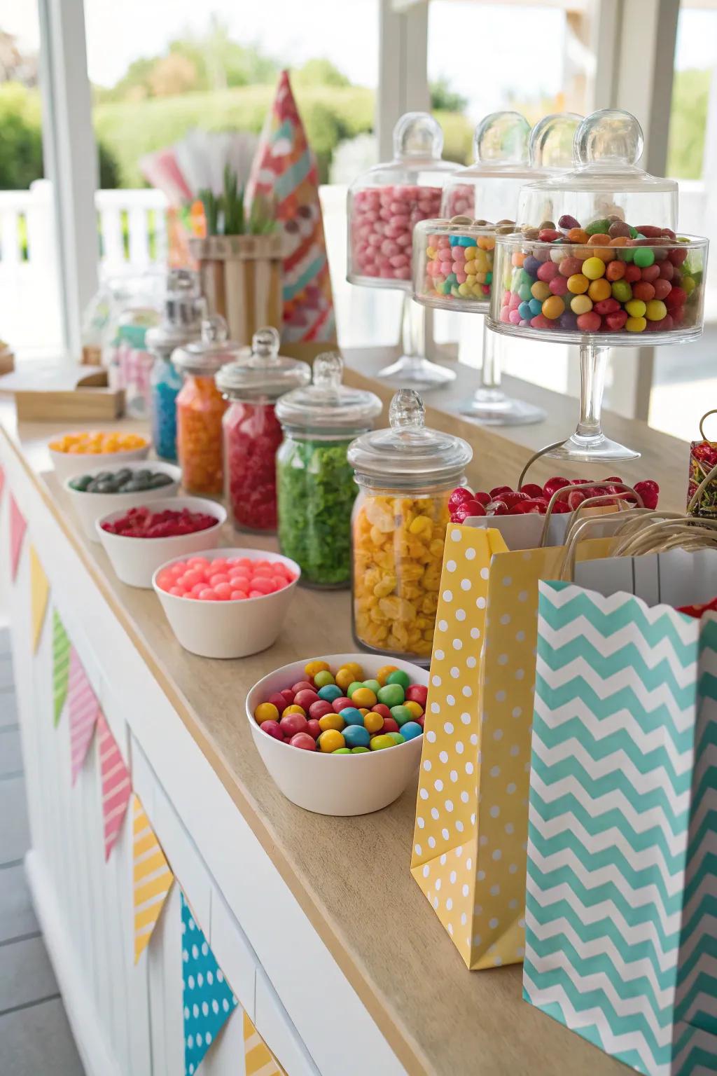 A sweets swap area adds interactive amusement to your buffet.