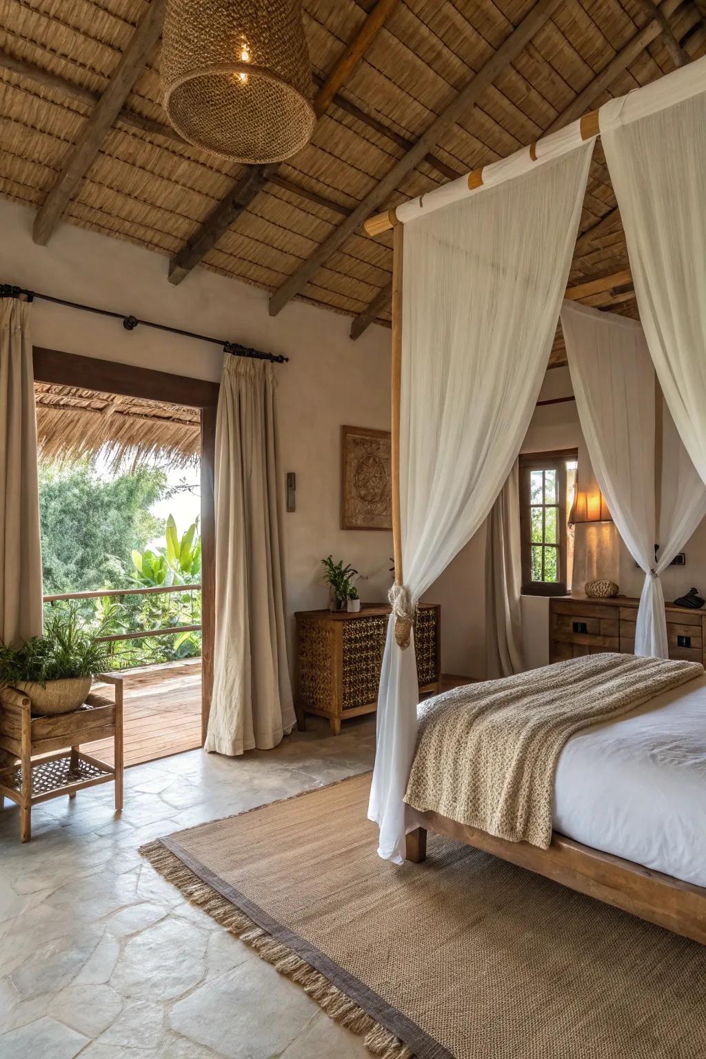 Natural material curtains for an environmentally-friendly touch