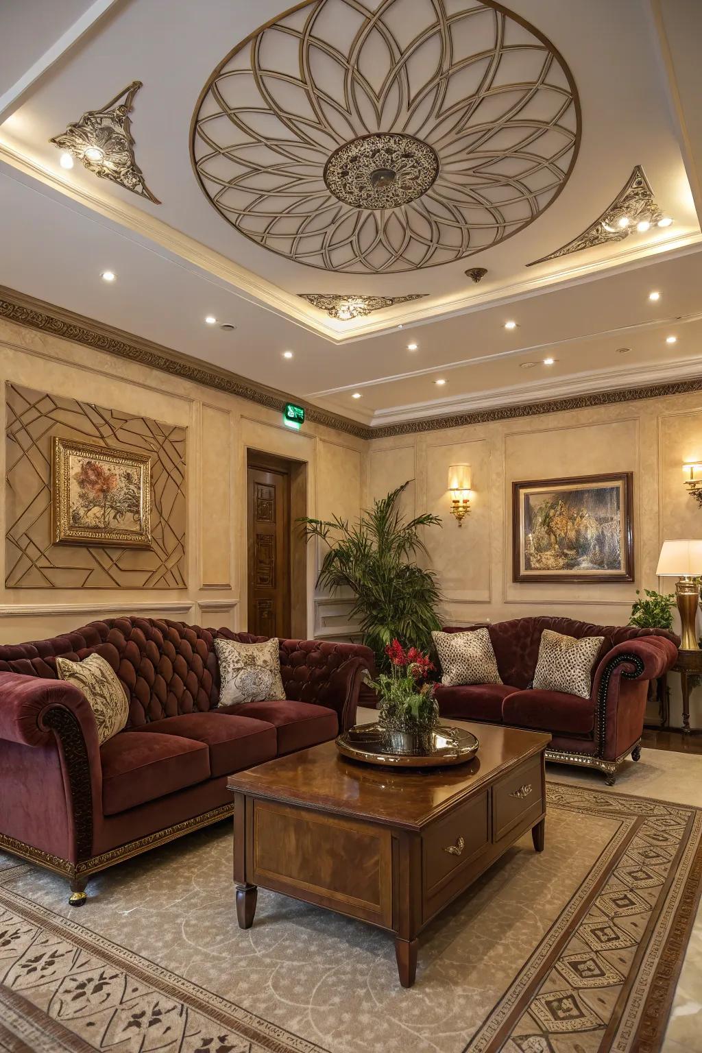 Art Deco rosettes impart a hint of glamour.