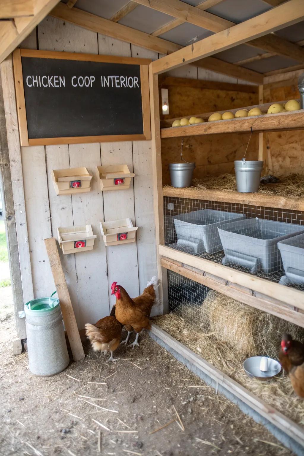 Graphite panel emblems introduce usefulness and charm to coop organization.