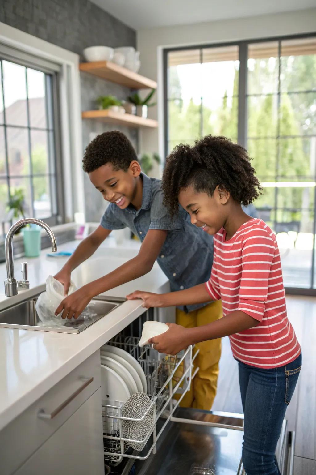 Cultivate collaborative endeavors through dishwashing responsibilities.