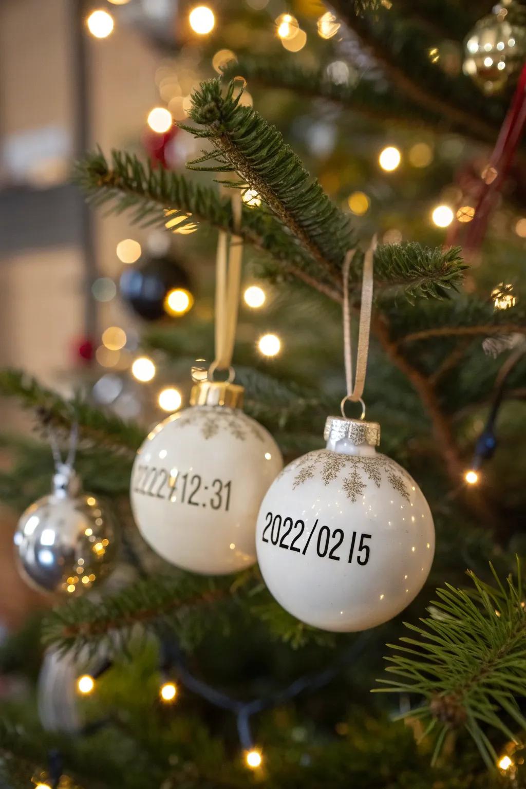 Etched decorations with significant dates commemorate special recollections.