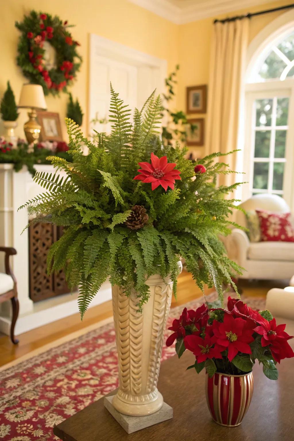 Vegetation conveys distinctive texture towards conventional holiday compositions.