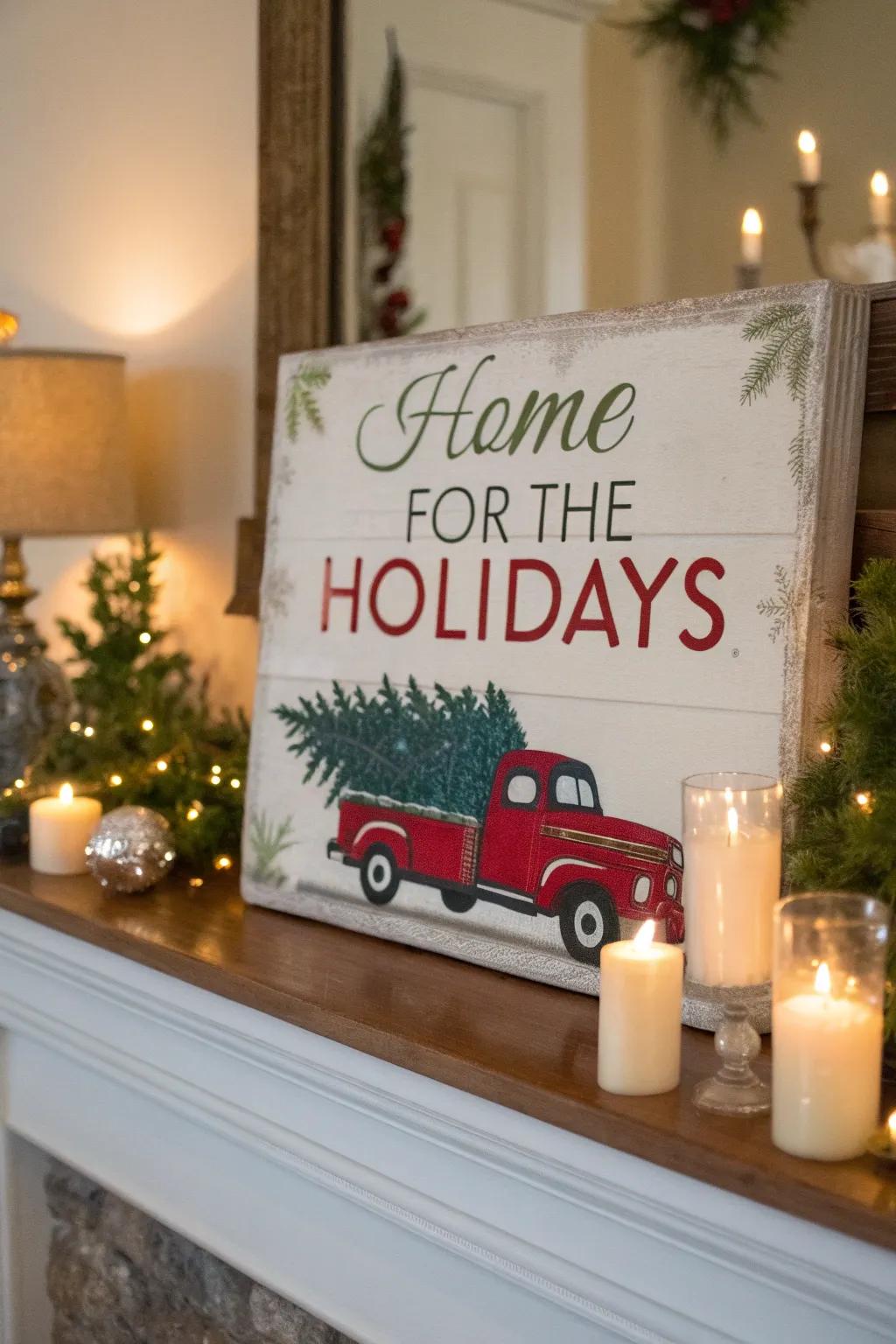 Evoke sentimentality with a timeless truck-themed Christmas notice.