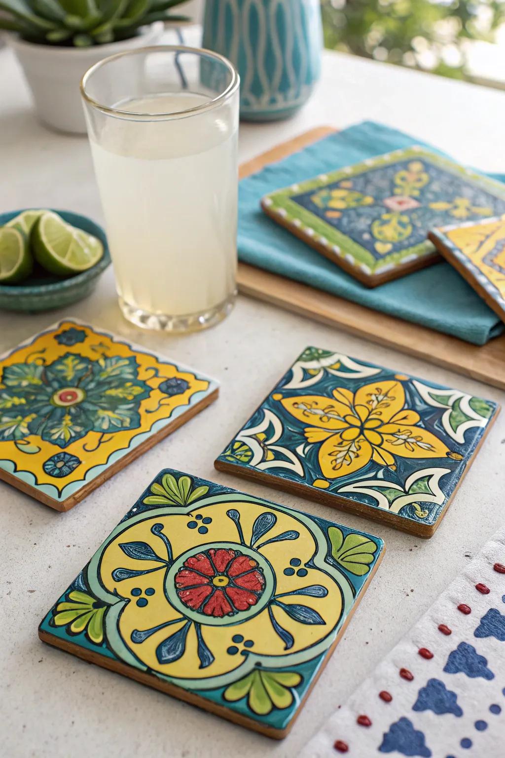 Protect surfaces with stylish Mexican tile coasters.