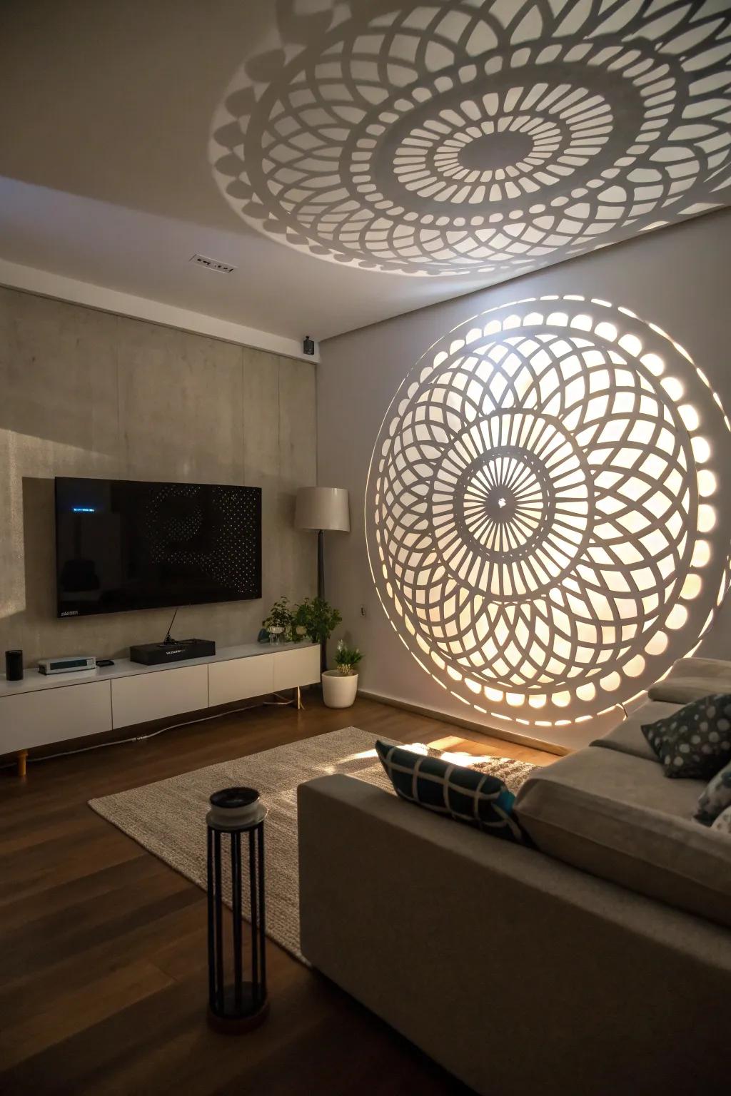 Introduce depth using 3D circle installations.