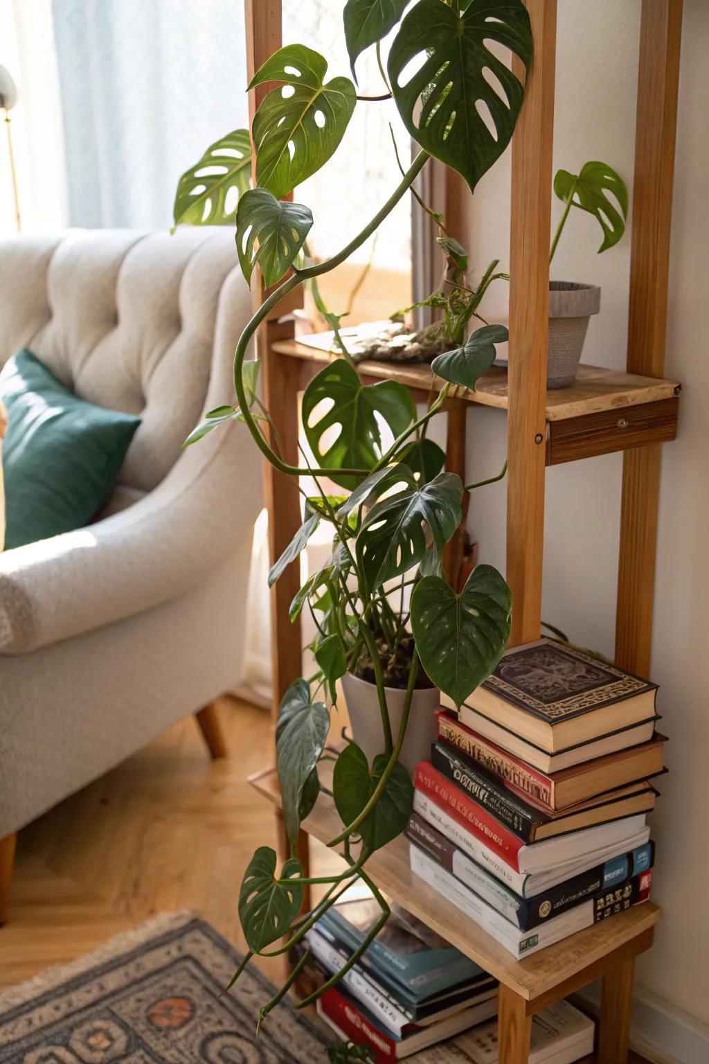 Blend greenery with your literary collection
