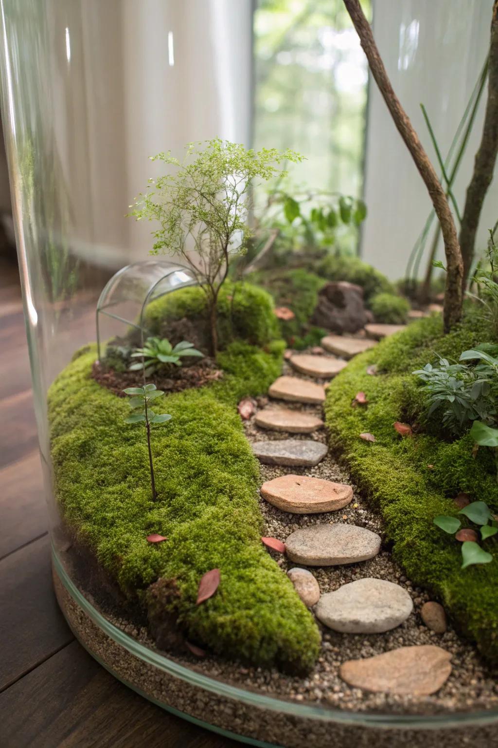 An enchanted forest passage terrarium galvanizes the imagination.