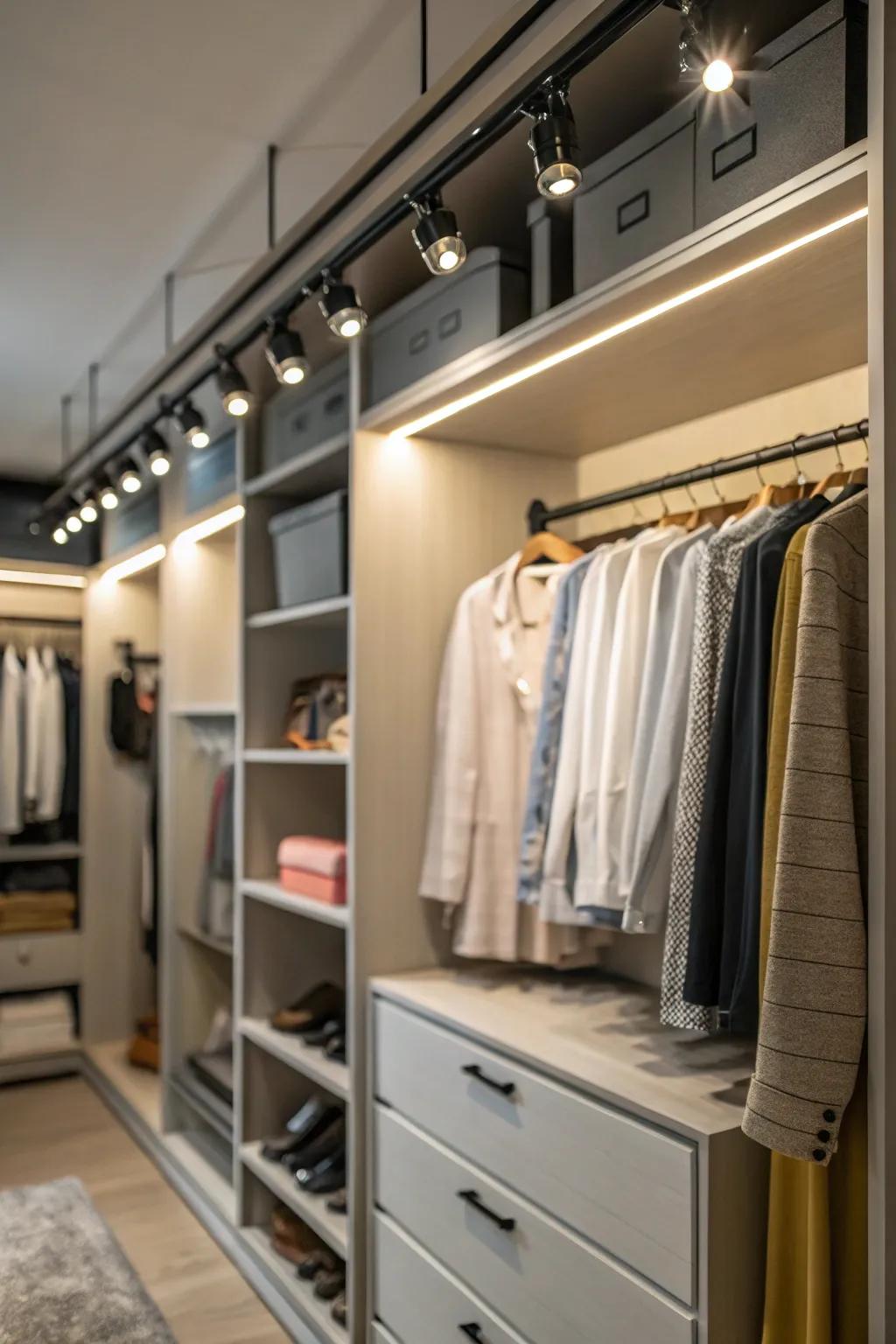 Adaptable track lighting focuses illumination where you need it most.