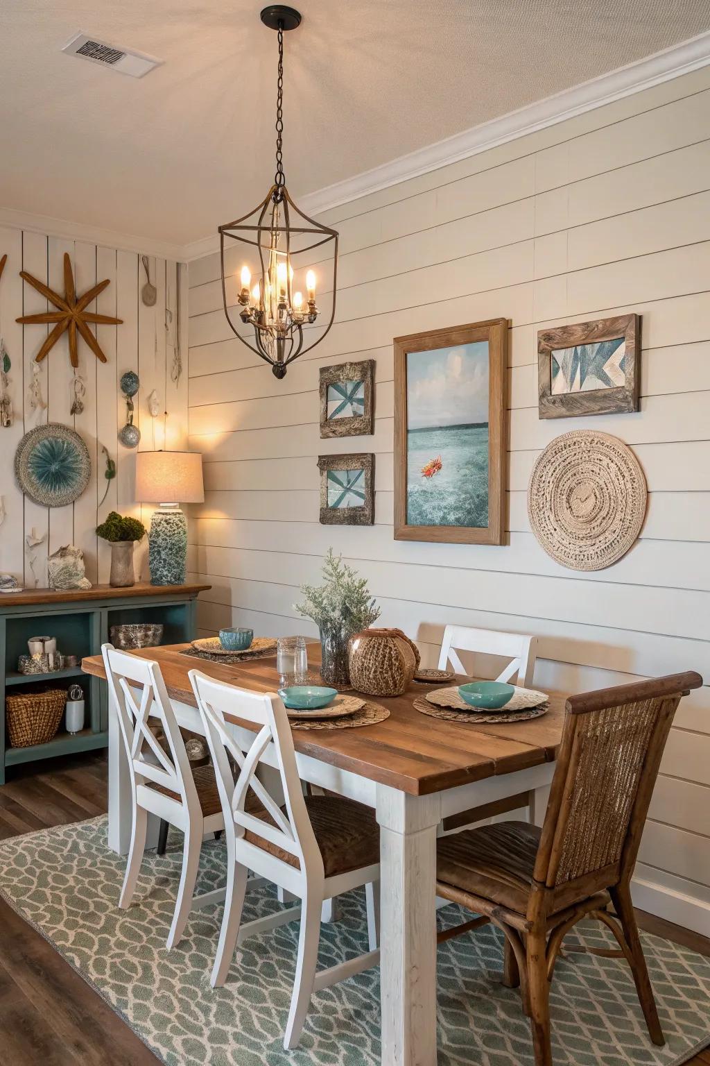 A highlight wall introduces character and anchors the dining area.