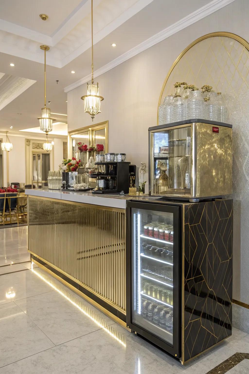 This opulent coffee station is defined by glamour and elegance.