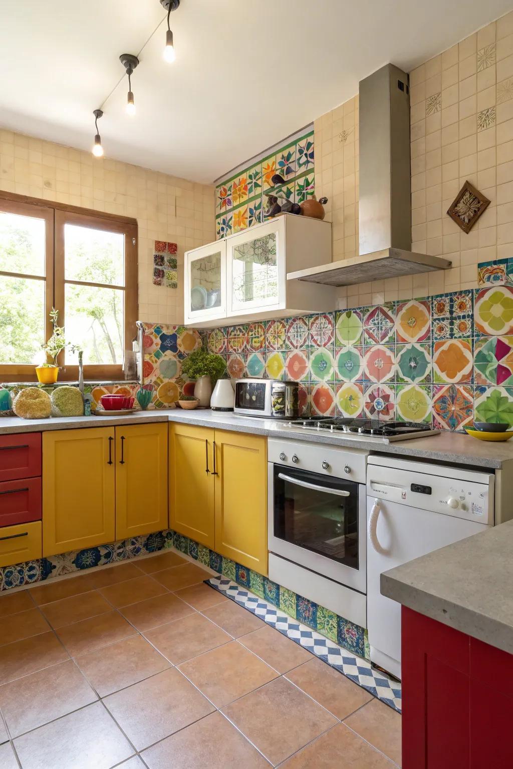 A vibrant backing infuses individuality and hue into the cooking space.