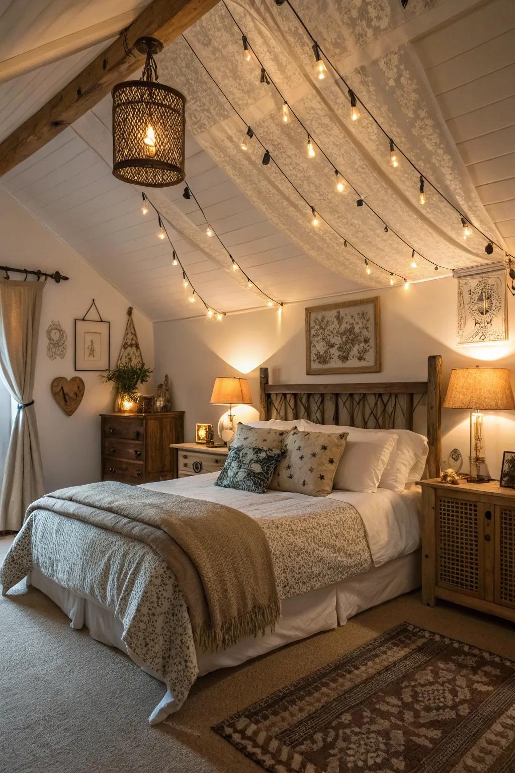 Levels of illumination add depth and mood to this bedroom.