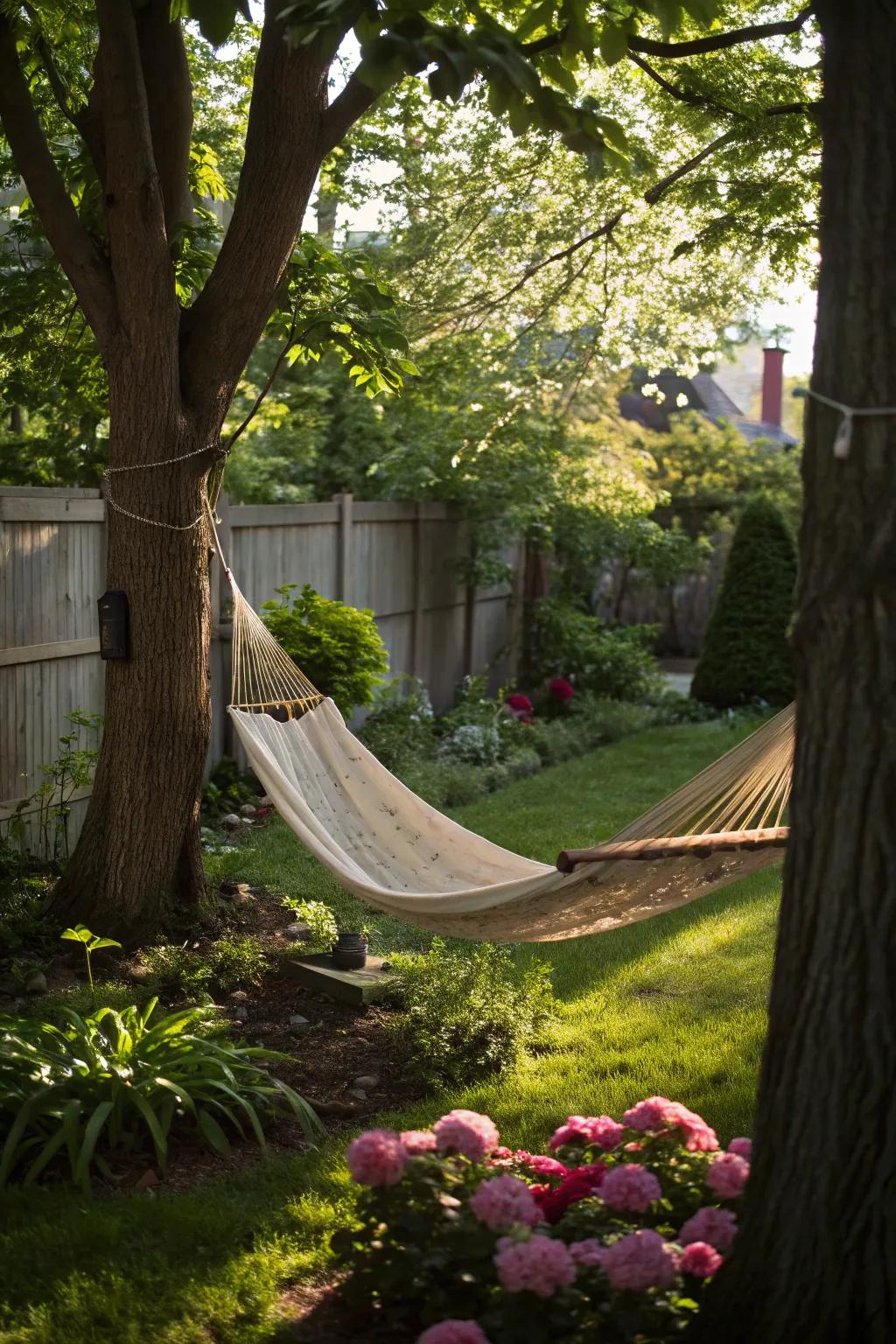 A hammock offers the perfect place to relax.