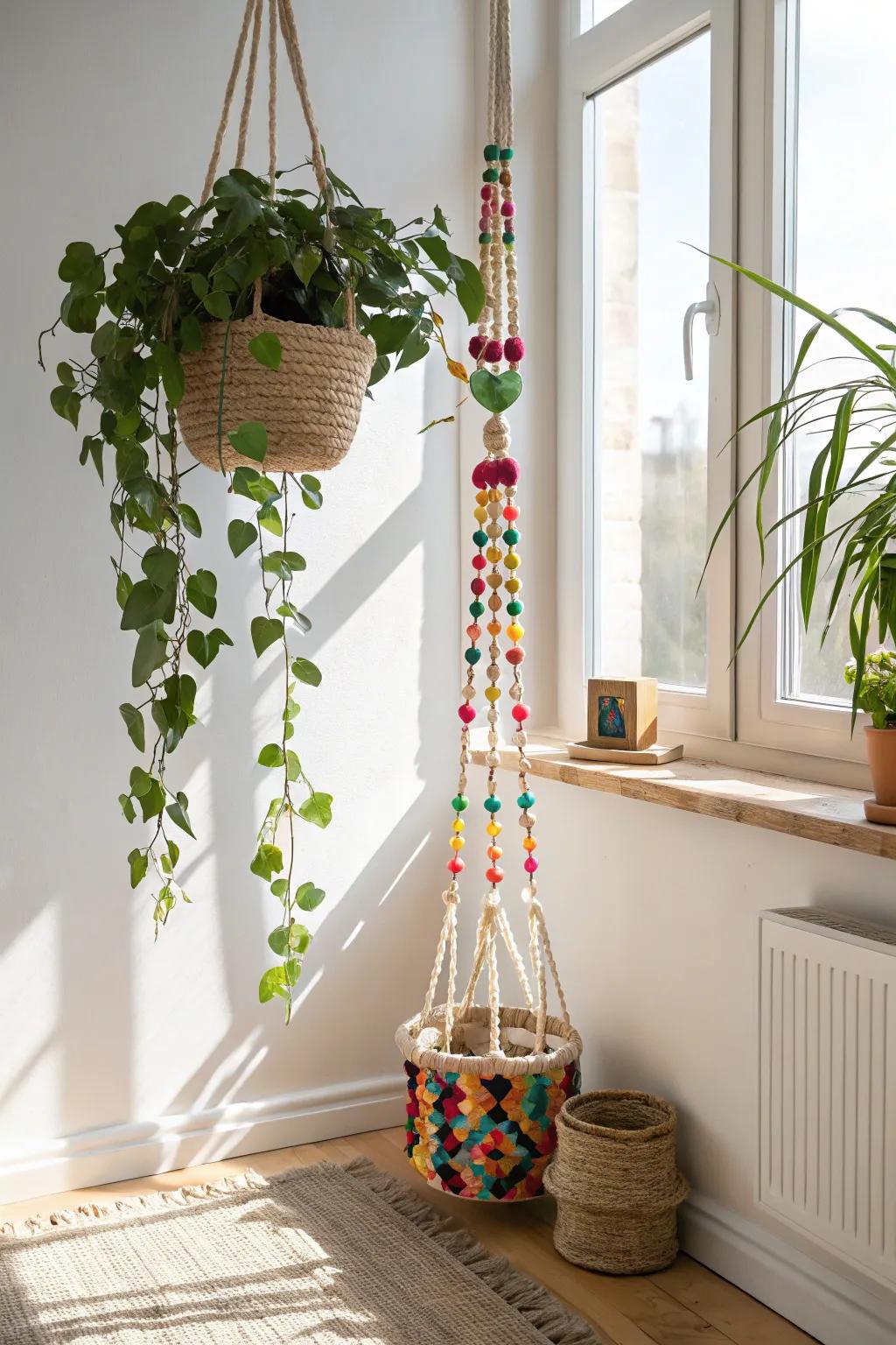 Elevate your indoor greenery with our vibrant Kandi plant ropes — where color meets artistry.