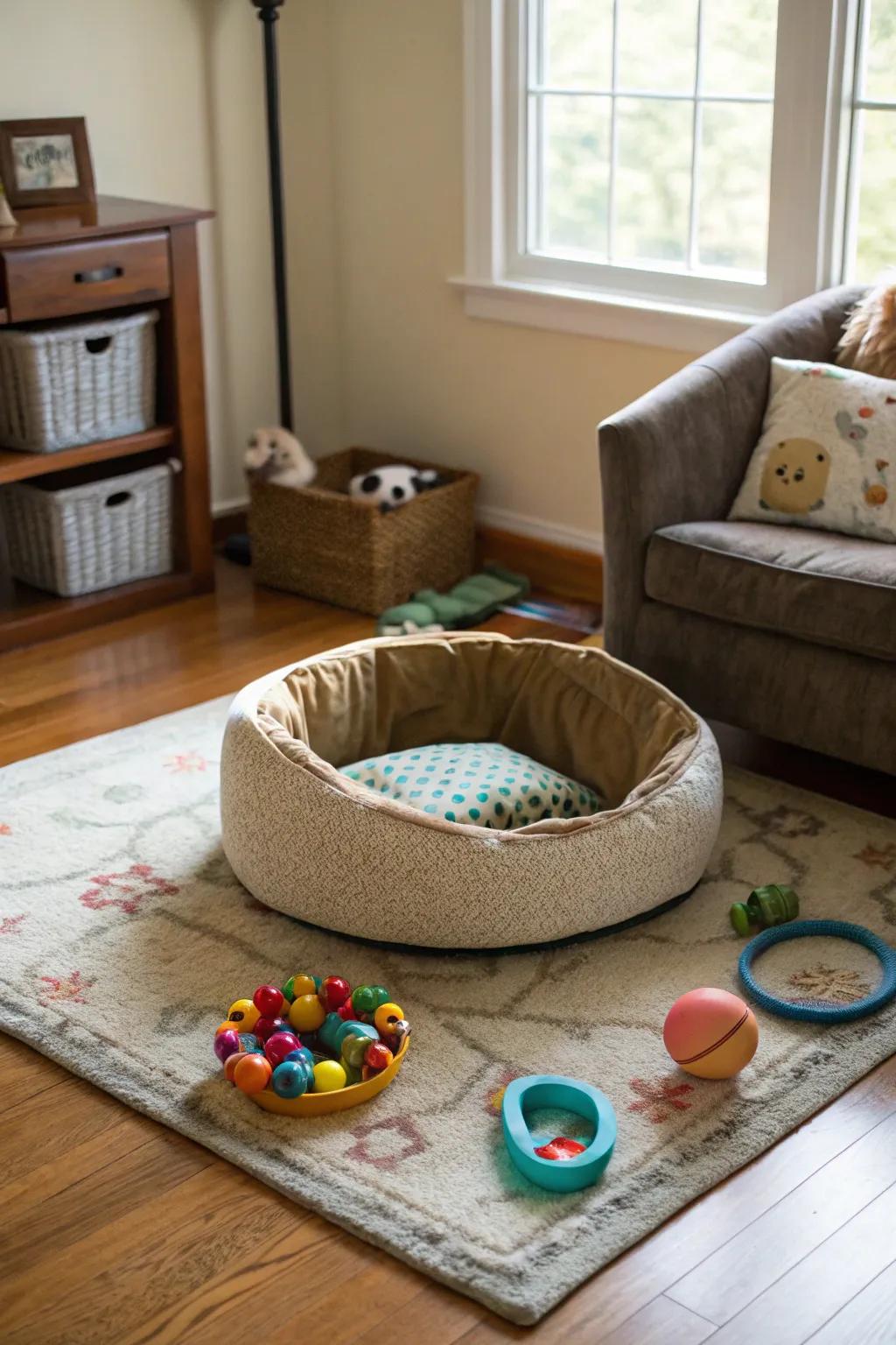 A dedicated pet corner ensures your furry friend feels comfortable and loved.