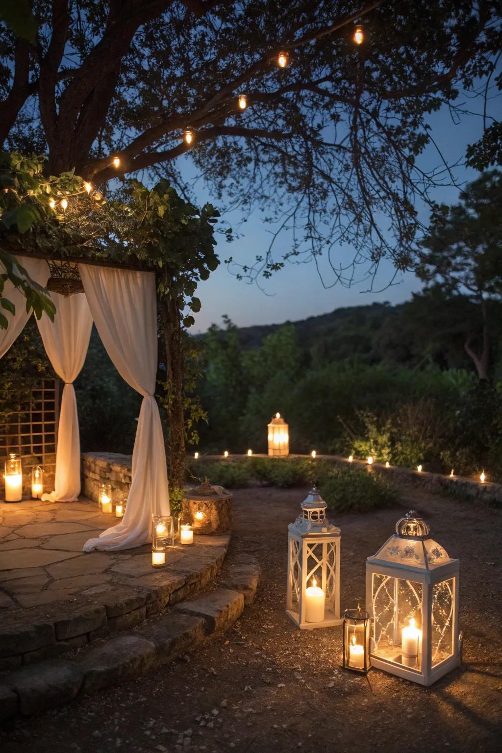 Candle lamps fashioning a soft, romantic ambiance.