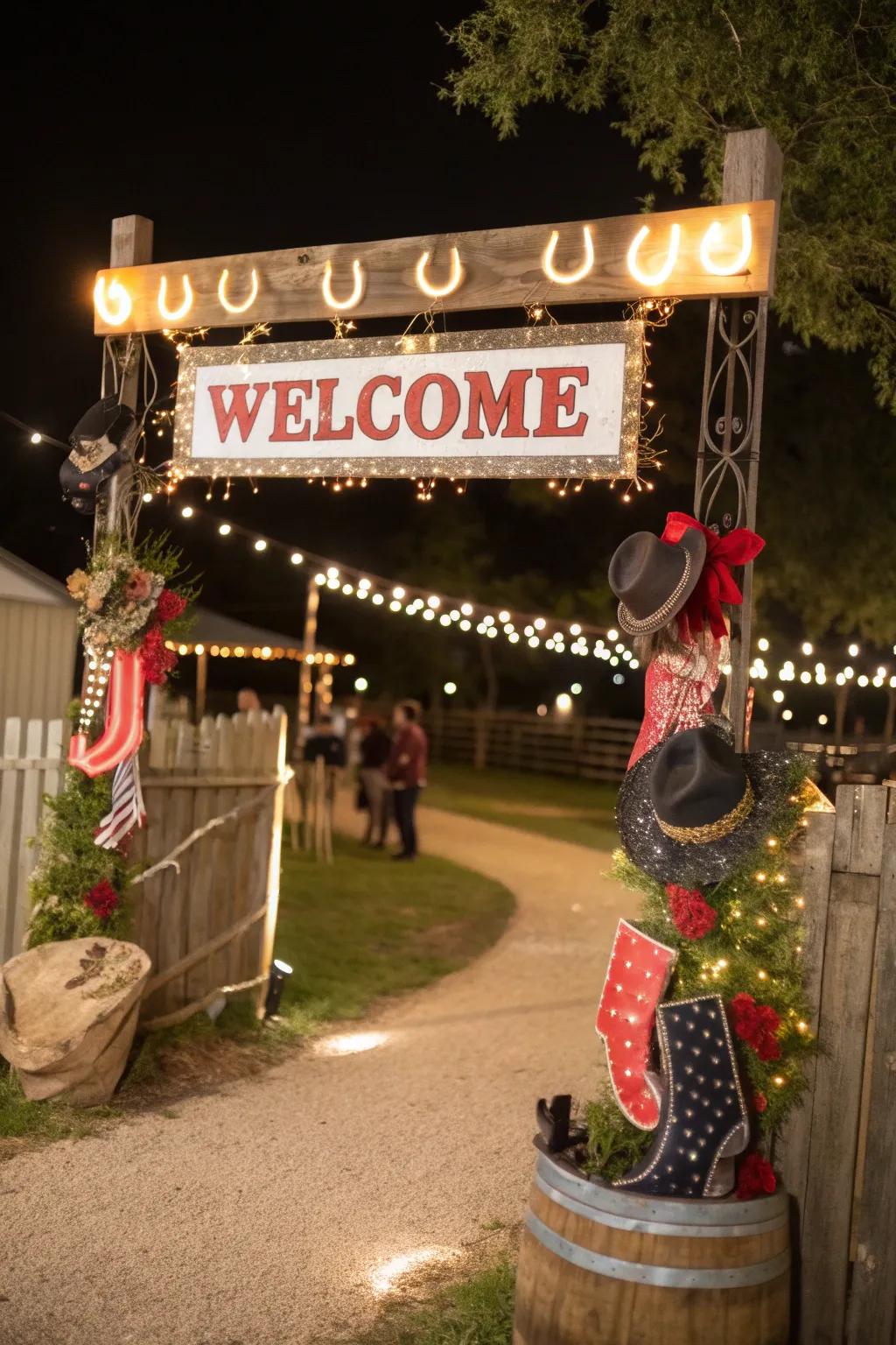 Welcome attendees in style using a Western-themed entrance.