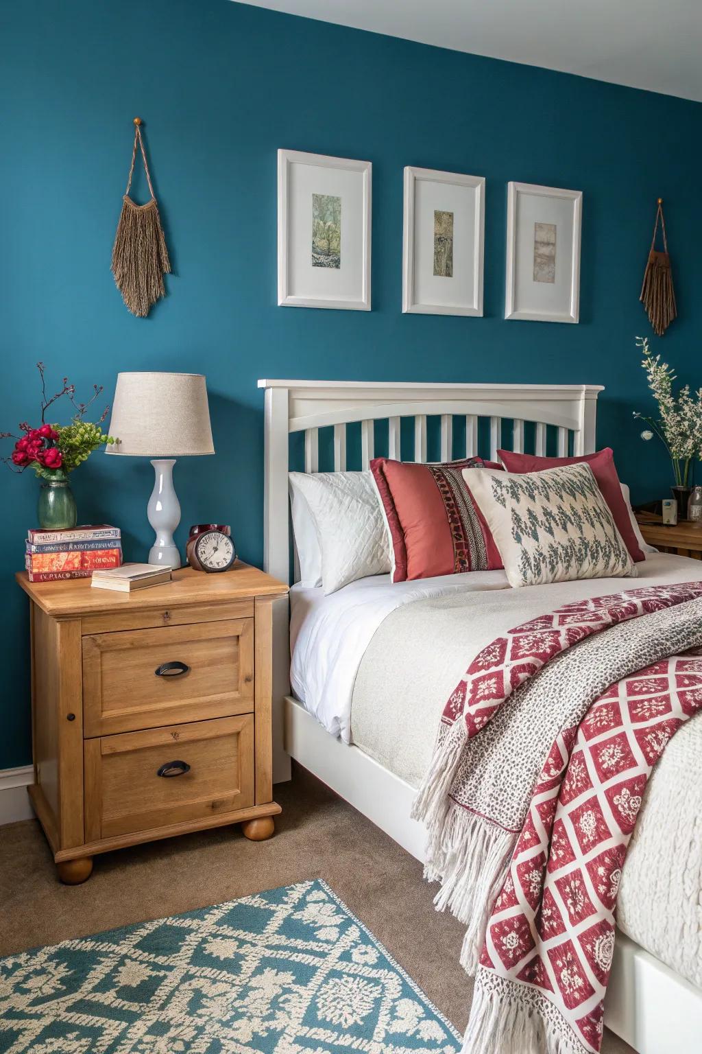 A spotlight wall acts as a striking attraction in the room.