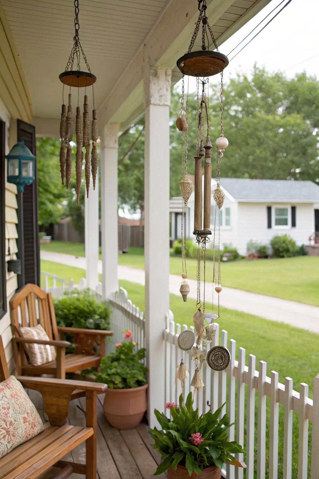 Wind chimes add a personal touch.