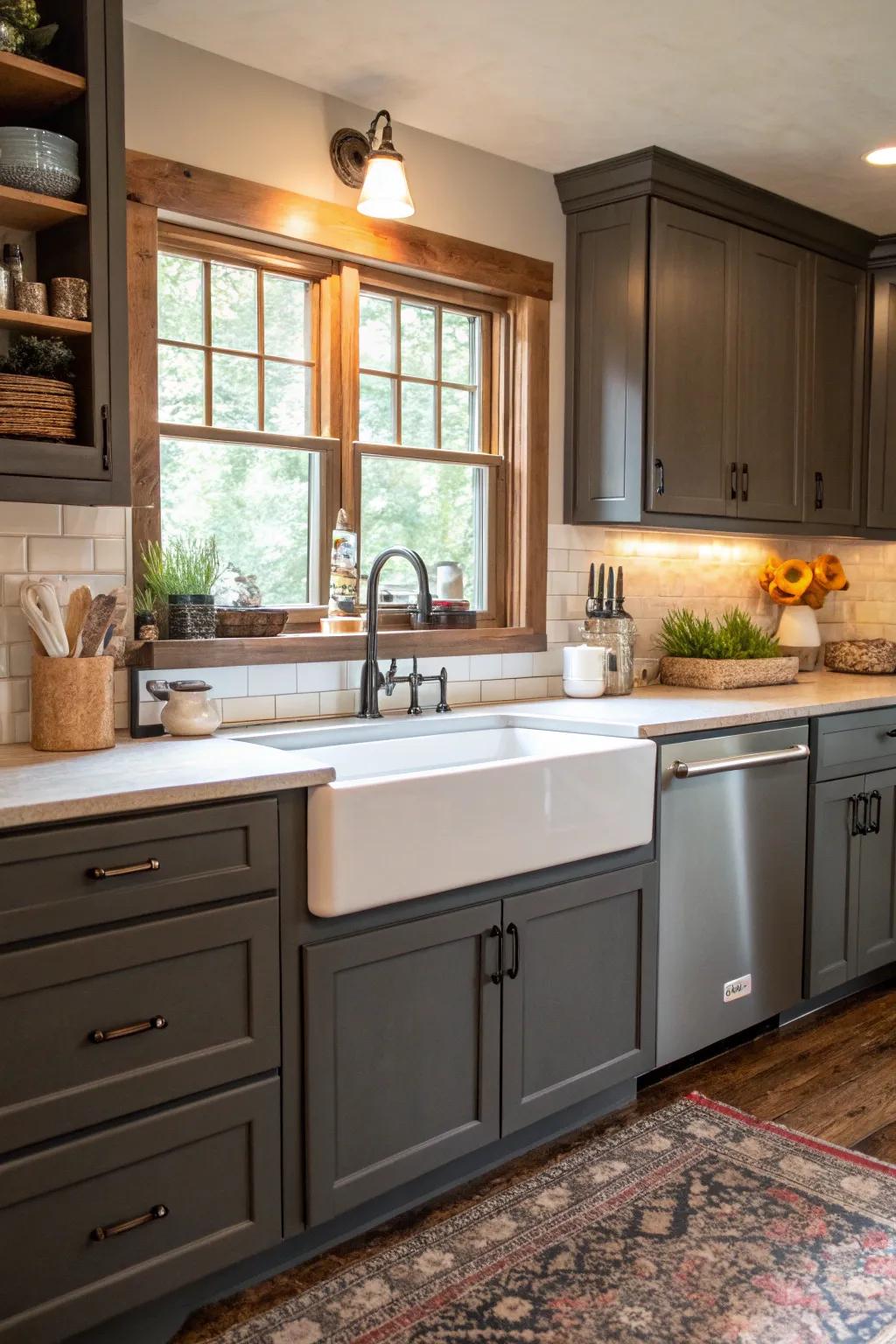 Country sink lending countryside charm to the modern kitchen.