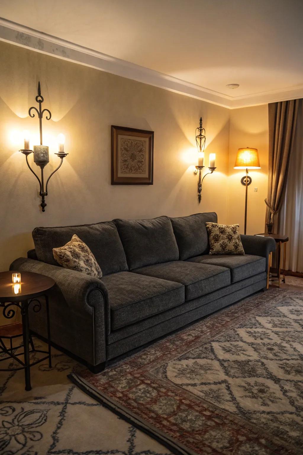 Ambient lighting incorporates warmth and invites relaxation.