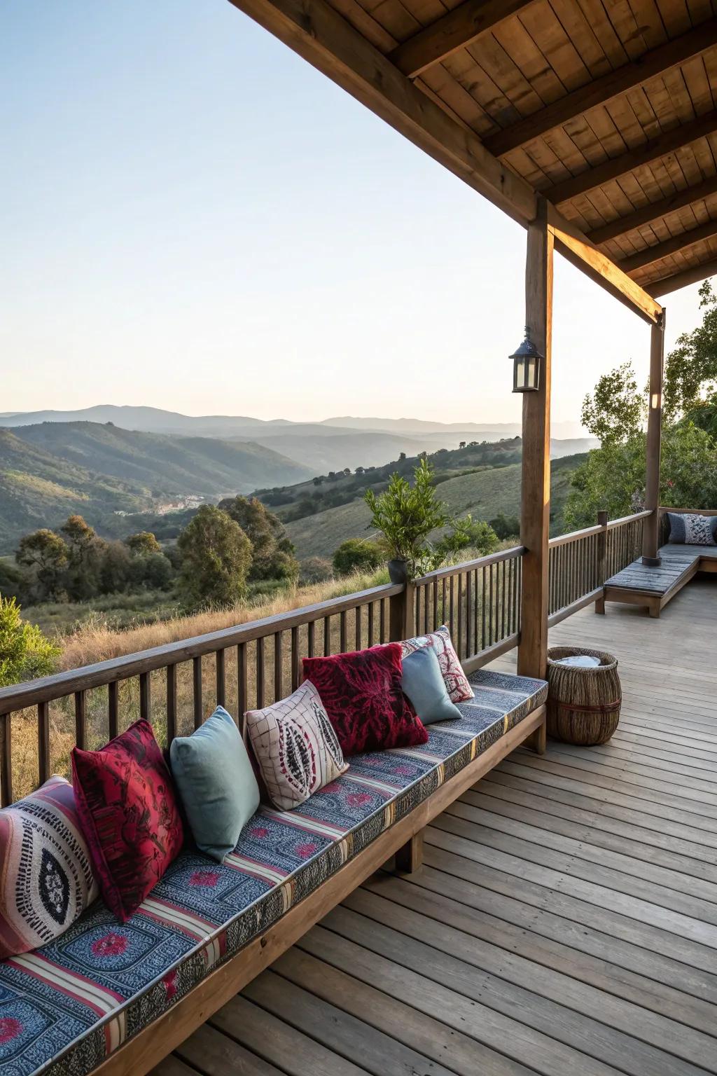Deep-seated benches provide a flawless spot for relaxation.