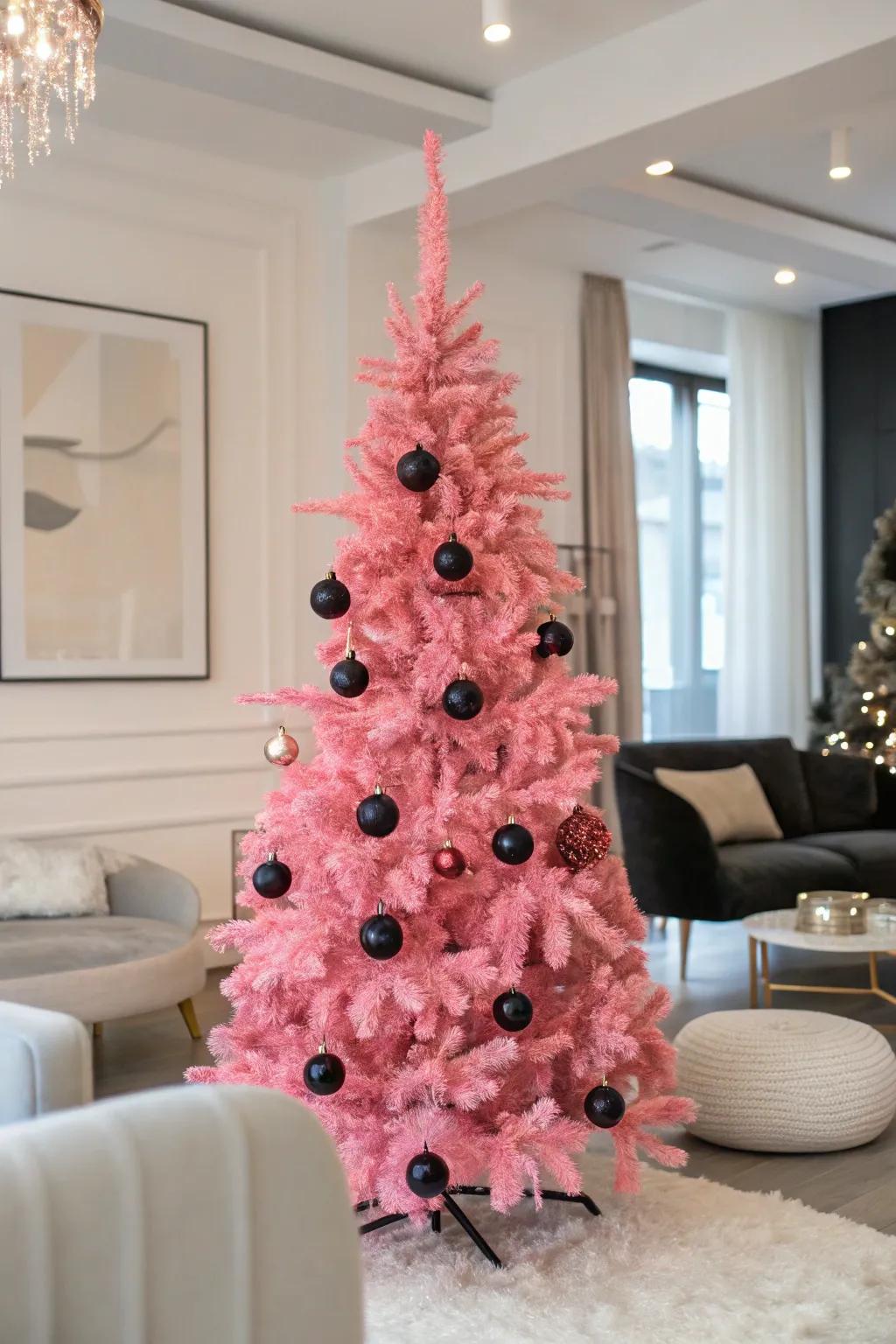 A chic tree with audacious charcoal highlights.